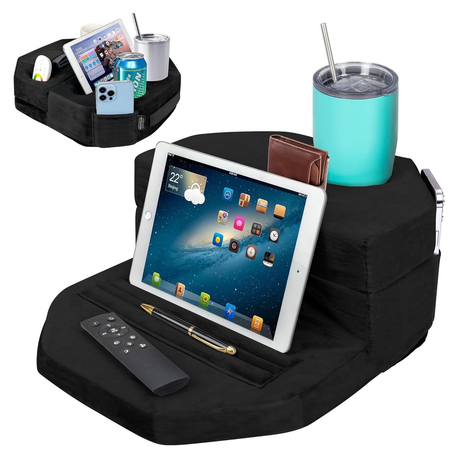 Soporte para Tazas y Tabletas TabCouchCaddy Negro - 7 Portavasos