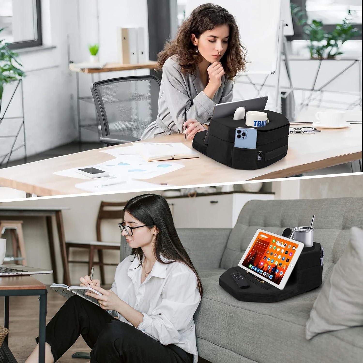 Soporte para Tazas y Tabletas TabCouchCaddy Negro - 7 Portavasos