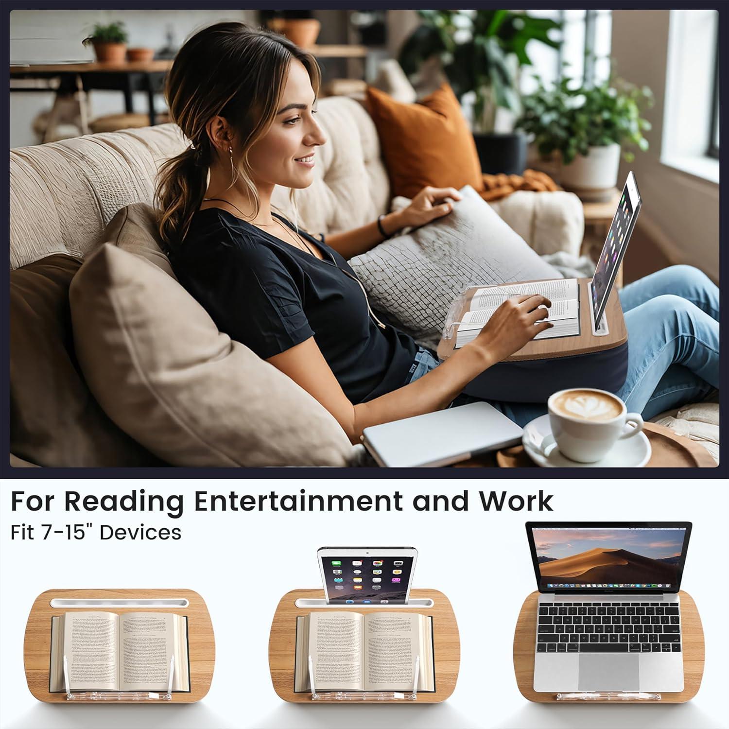 Soporte de Libro SUETPYE Almohada Manos Libres Gris Suave