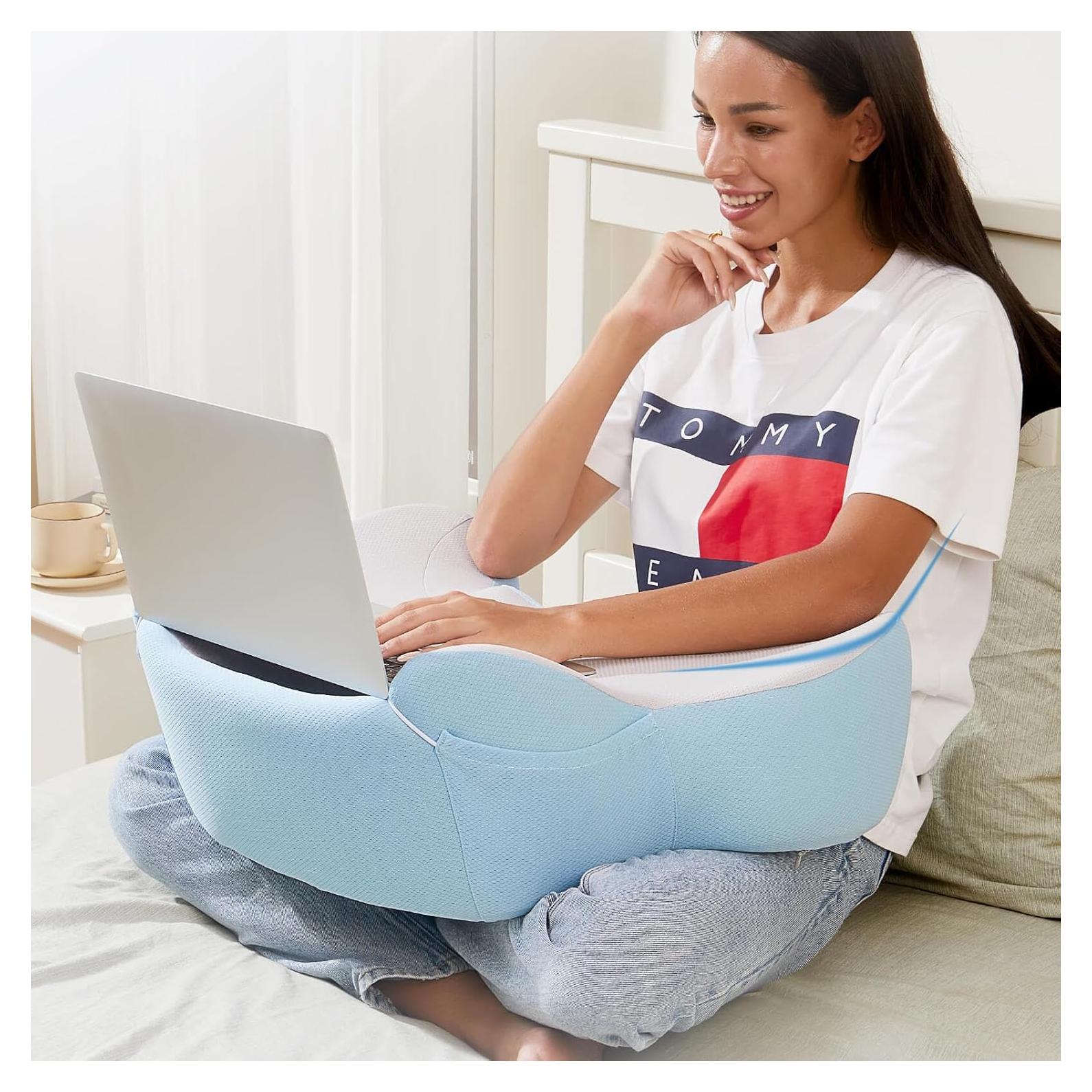 Almohada de Regazo Cooloo8 para Laptop y Tableta - Gris-Azul
