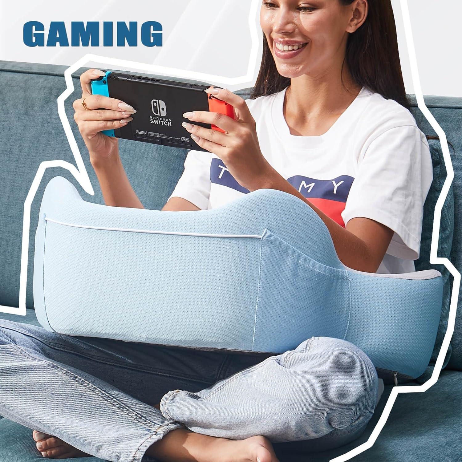 Almohada de Regazo Cooloo8 para Laptop y Tableta - Gris-Azul