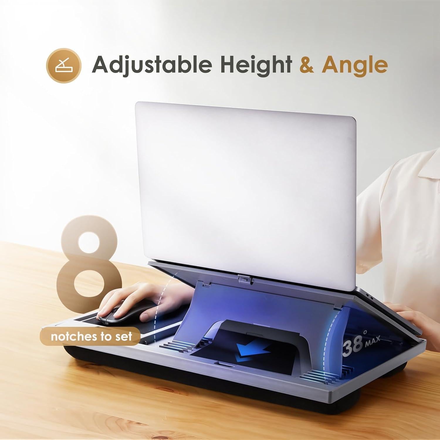 Escritorio Ajustable LORYERGO para Laptop con Cojín y Alfombrilla