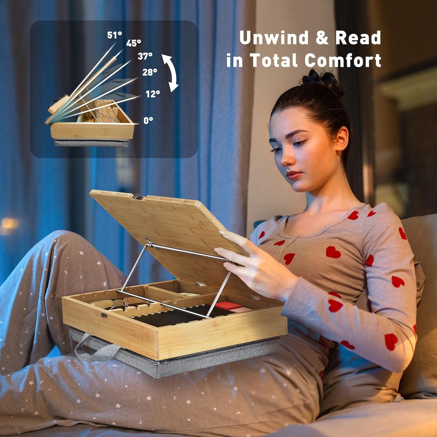 Soporte de Libro Ajustable AboveTEK con Almacenamiento - Bambú