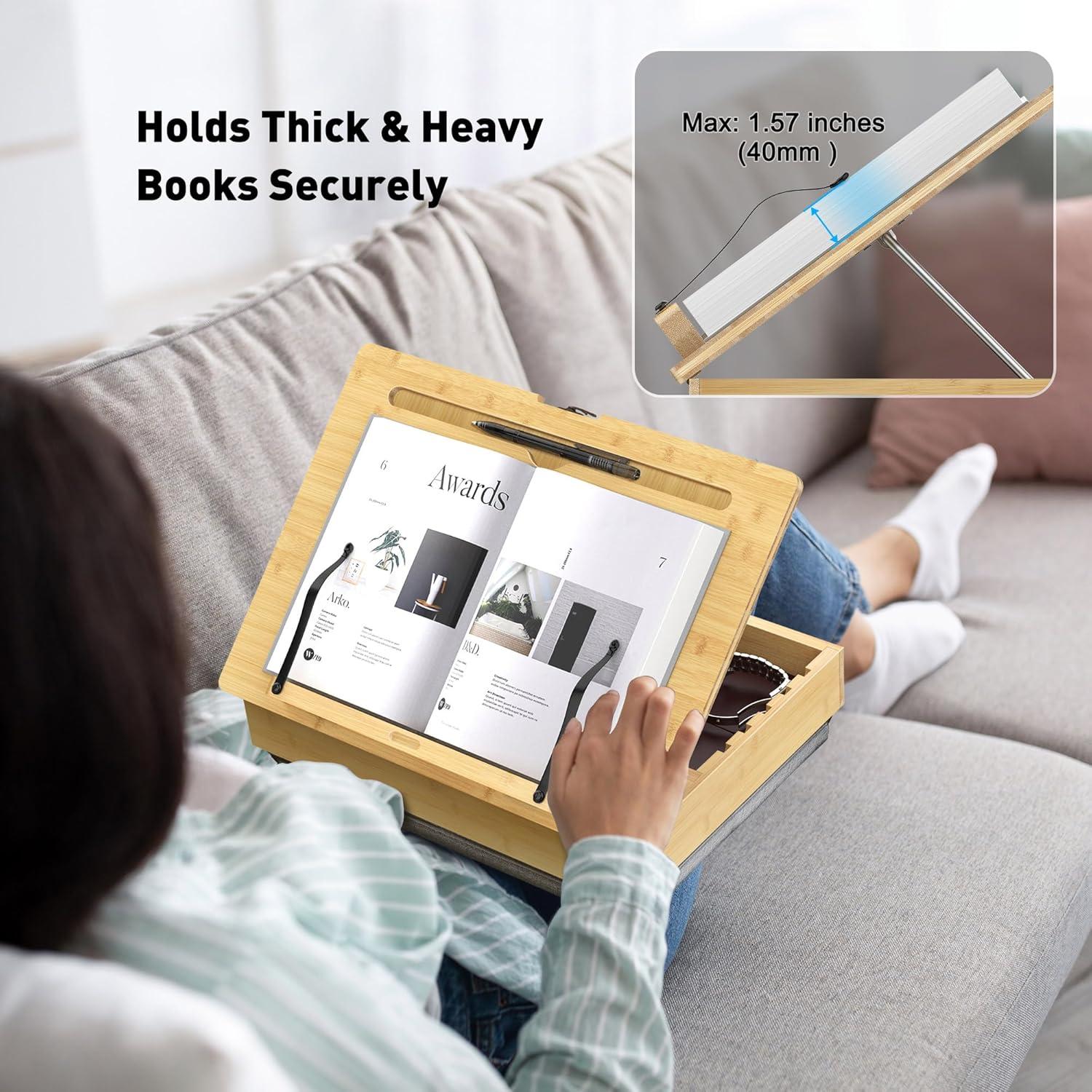 Soporte de Libro Ajustable AboveTEK con Almacenamiento - Bambú