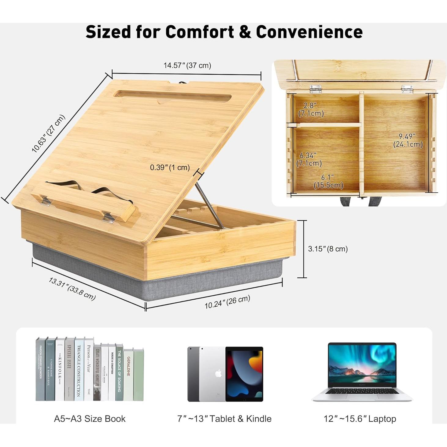 Soporte de Libro Ajustable AboveTEK con Almacenamiento - Bambú