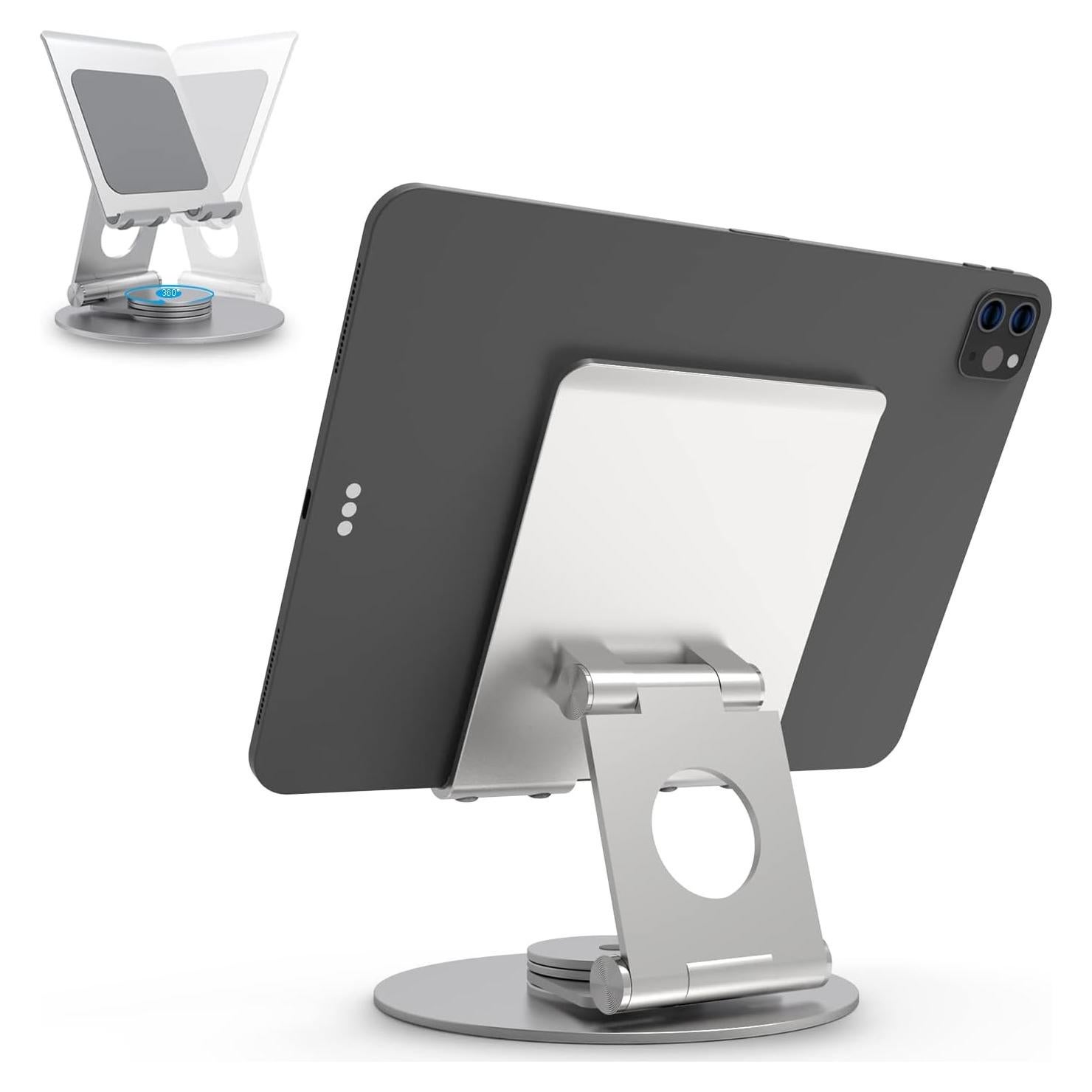 Soporte Giratorio para Tabletas KABCON Aluminio 360° Plata