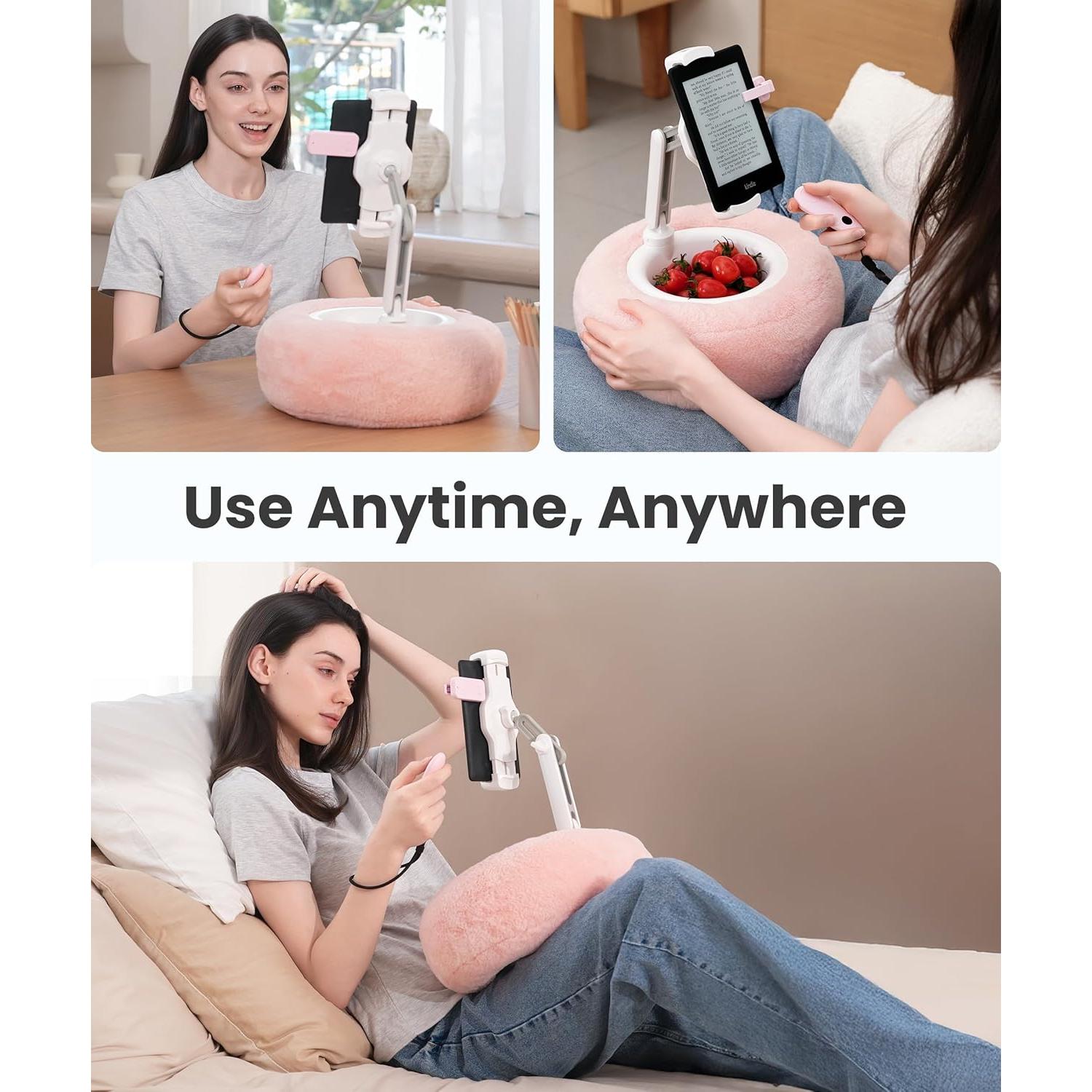 Soporte de Almohada para Tablet VoltifyMax 360° Ajustable Rosa