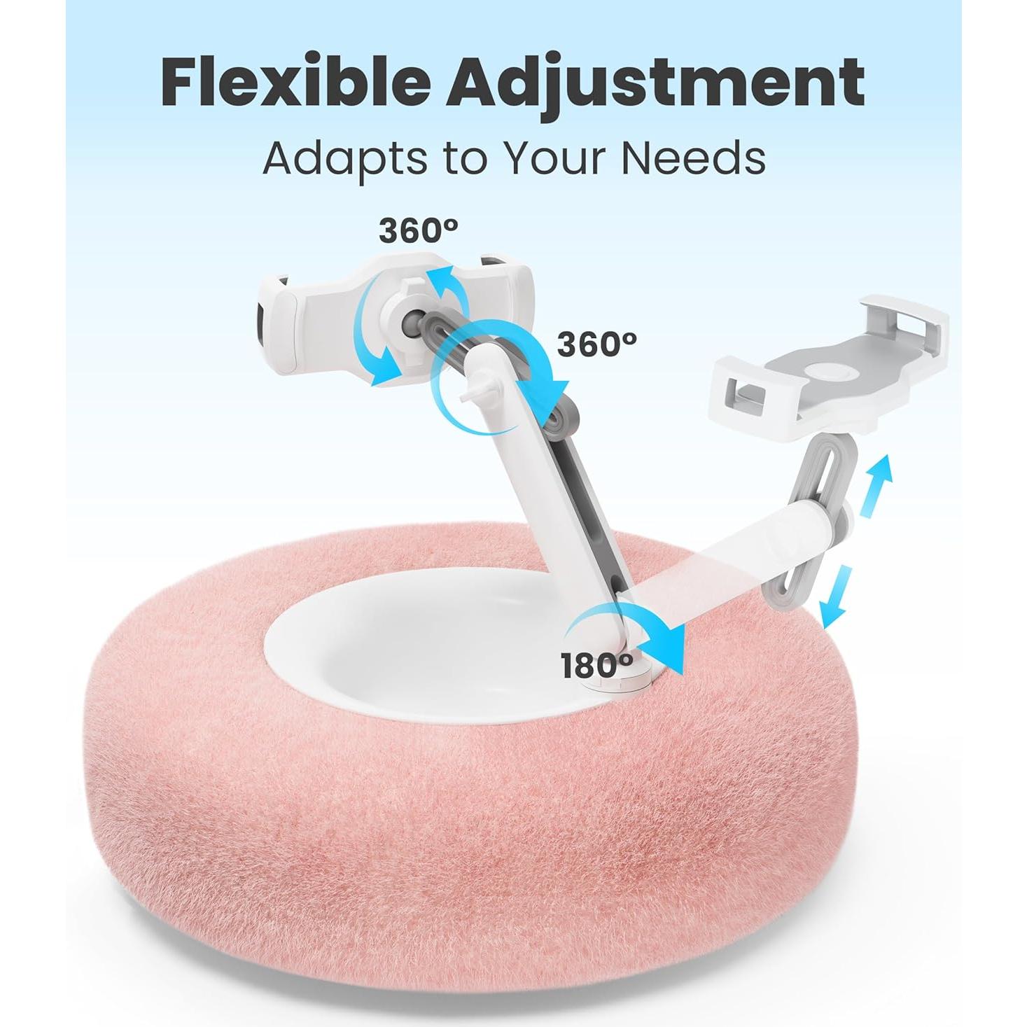 Soporte de Almohada para Tablet VoltifyMax 360° Ajustable Rosa