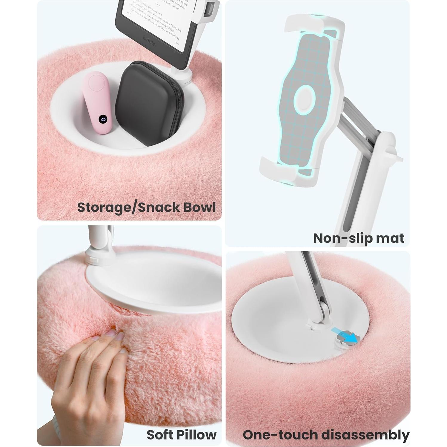 Soporte de Almohada para Tablet VoltifyMax 360° Ajustable Rosa