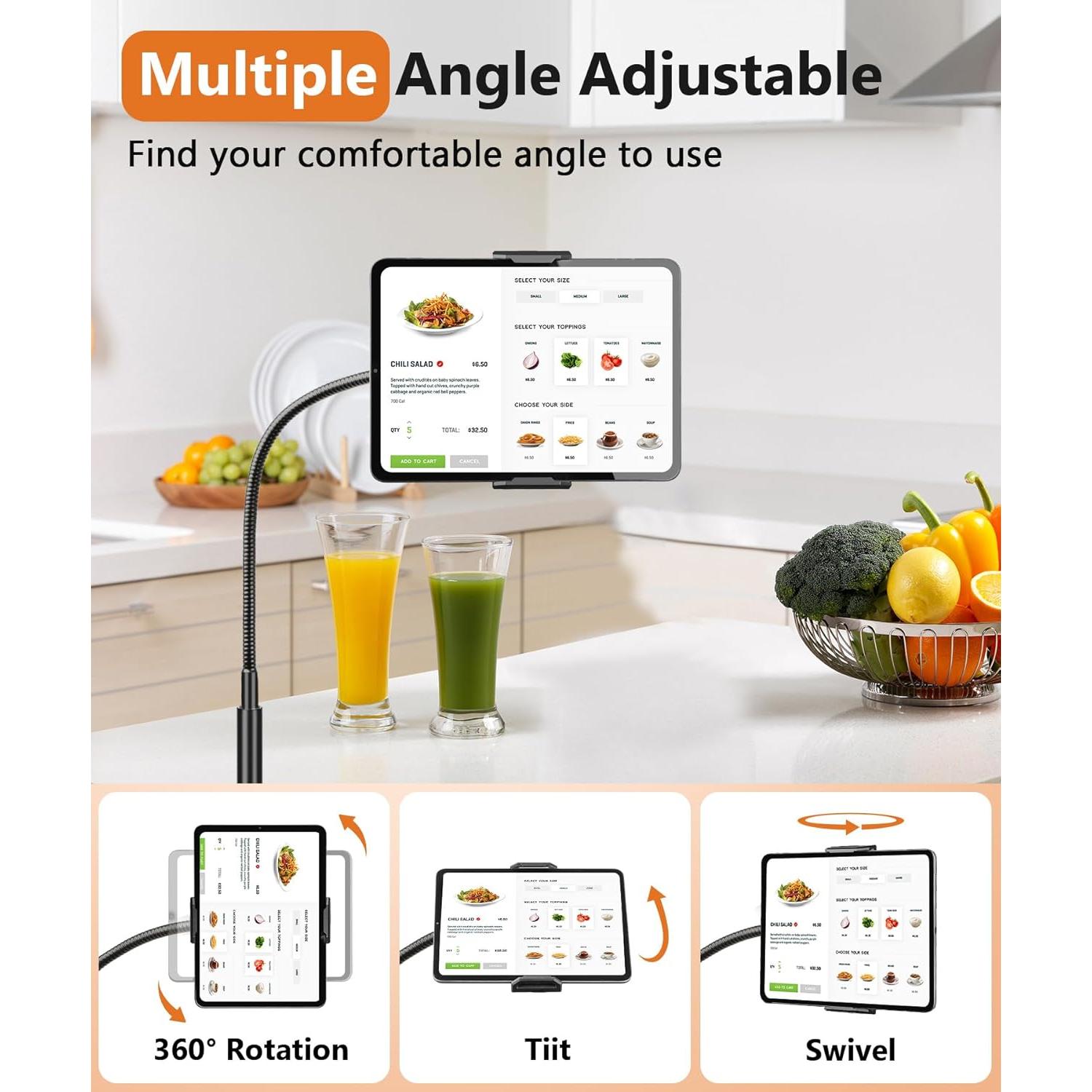 Soporte de Piso Ajustable Evekea para iPad y Tablets 2-12.9"