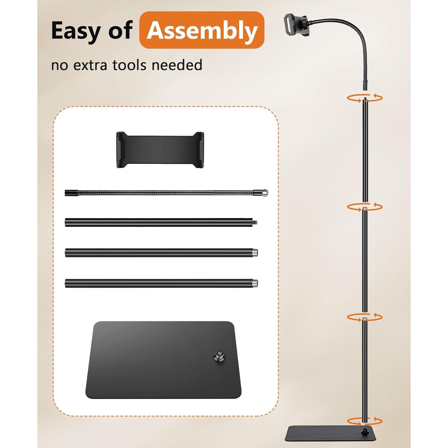 Soporte de Piso Ajustable Evekea para iPad y Tablets 2-12.9"