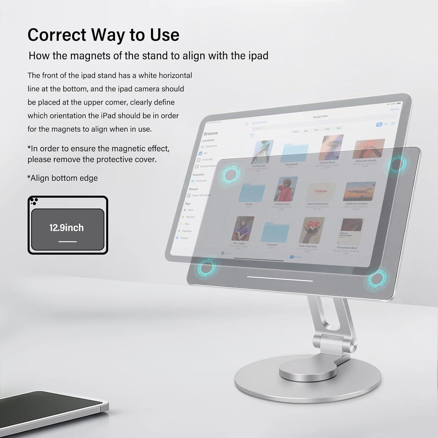 Soporte Magnético Ajustable 360° POQCCT para iPad Pro 12.9"