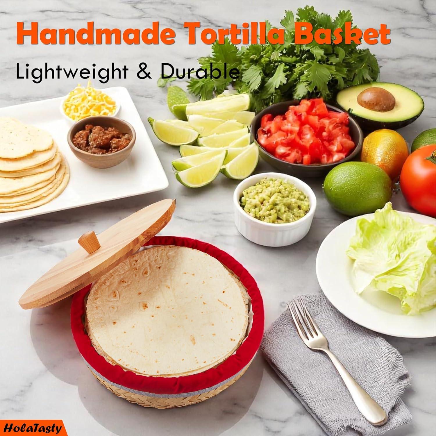 Cesta Calentadora de Tortillas Woobud 24 cm con Forro Aislante