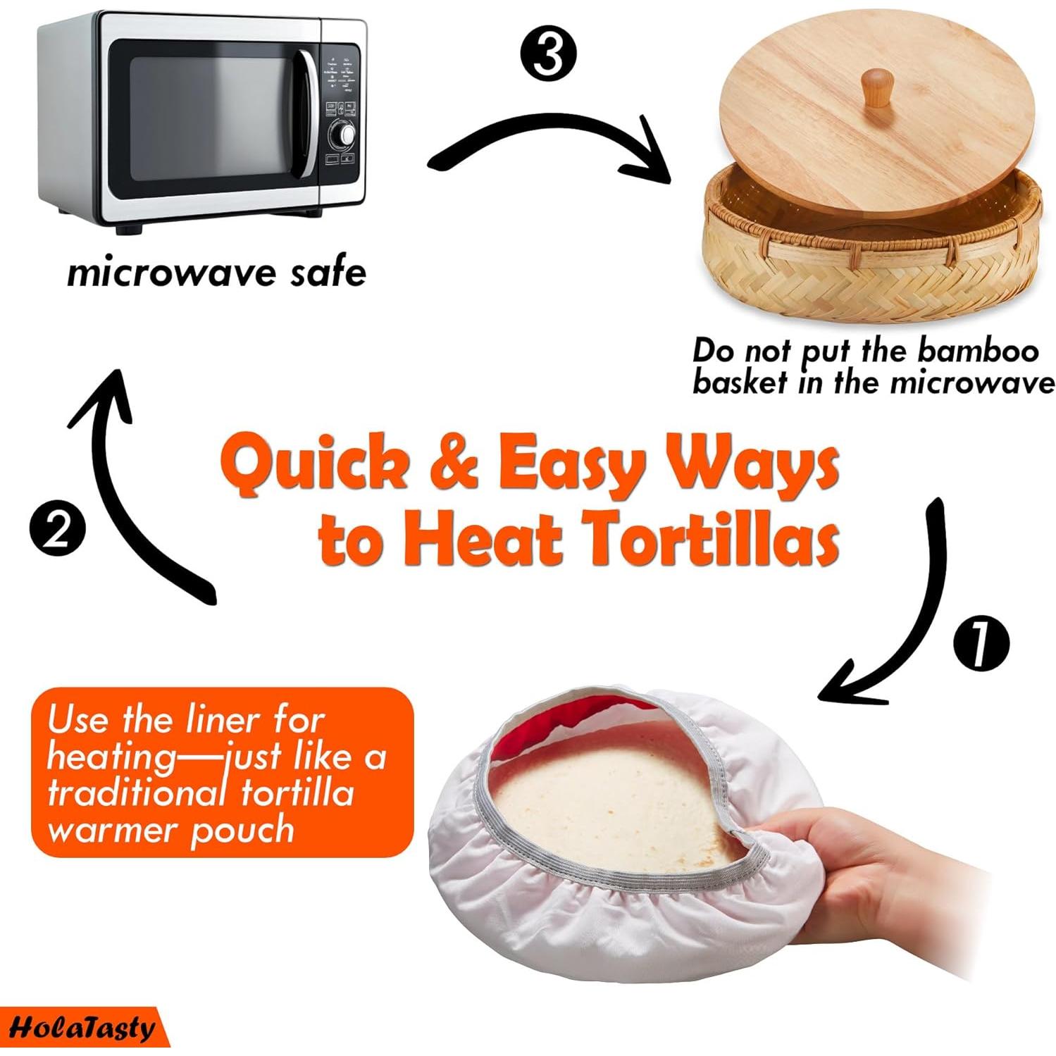 Cesta Calentadora de Tortillas Woobud 24 cm con Forro Aislante