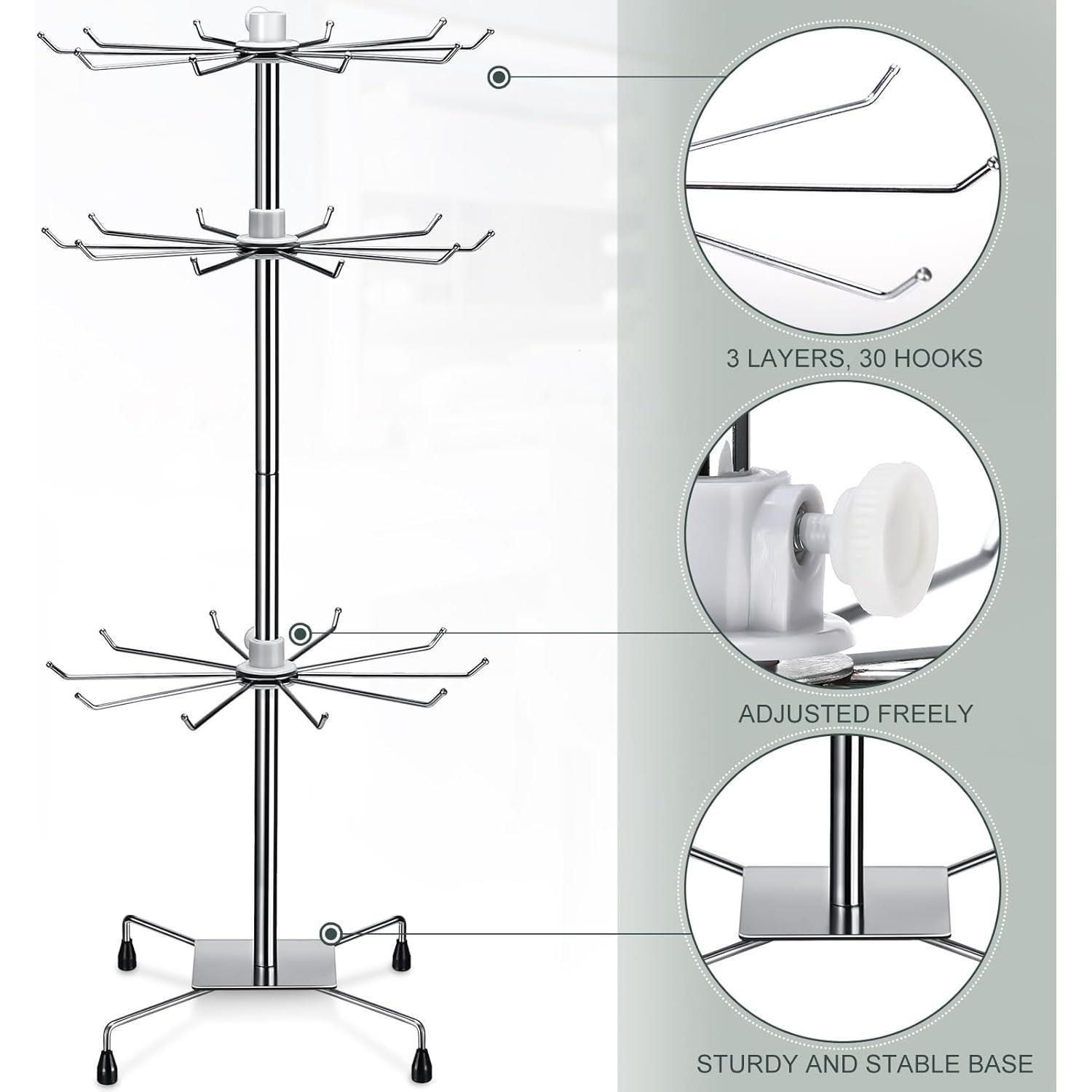 Soporte de Joyería Rotatorio BBTO 72 cm Plata 2 Pcs
