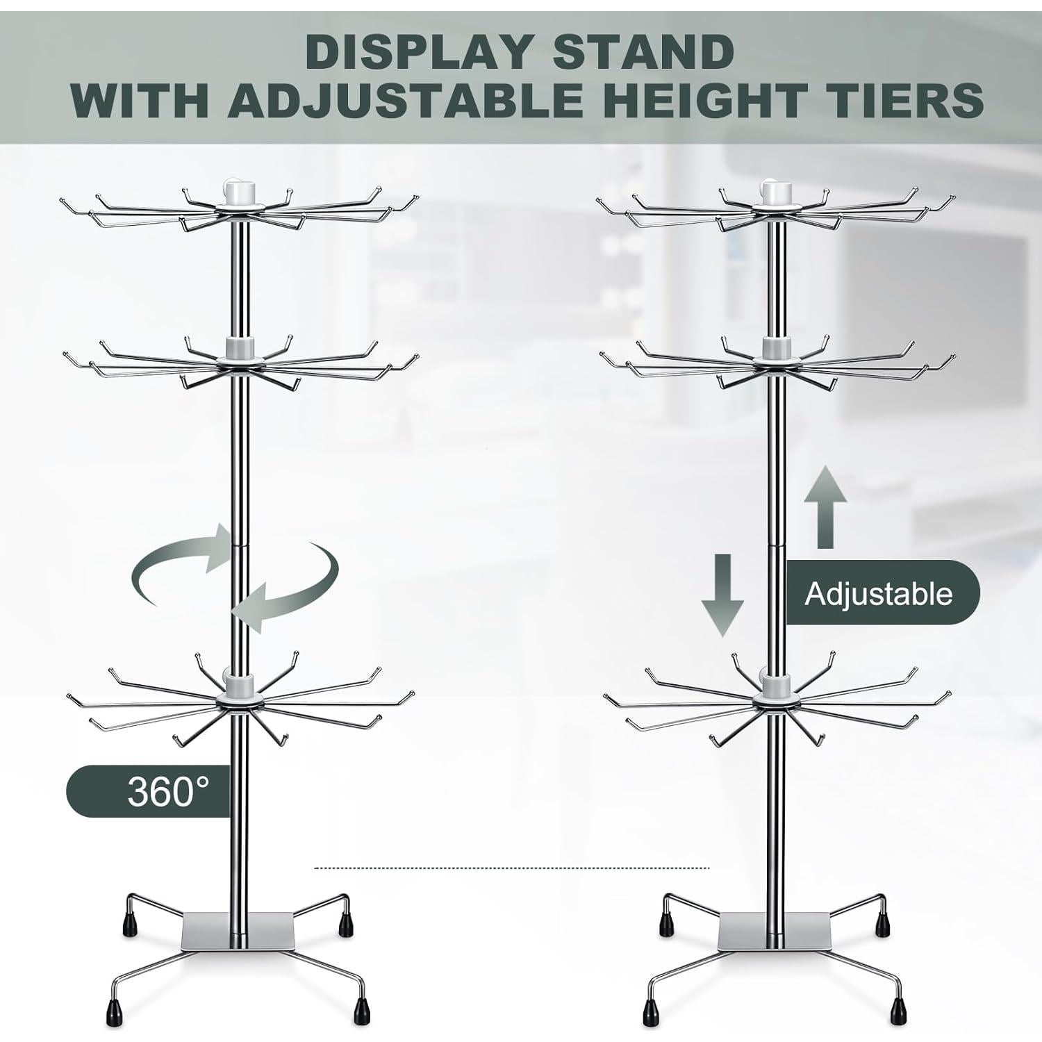 Soporte de Joyería Rotatorio BBTO 72 cm Plata 2 Pcs