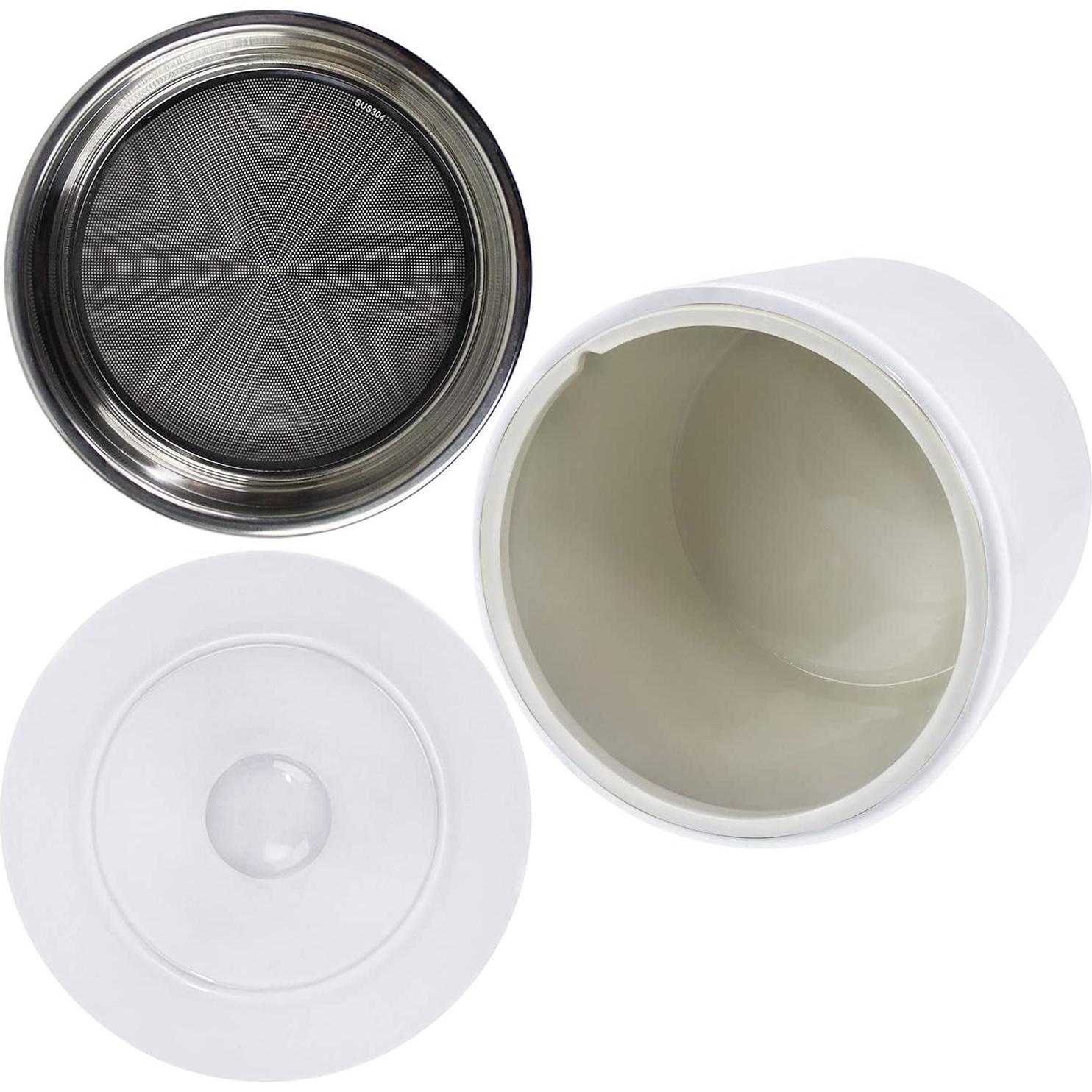 Contenedor de Grasa de Tocino Cerámica Blue Donuts 32 Oz Blanco