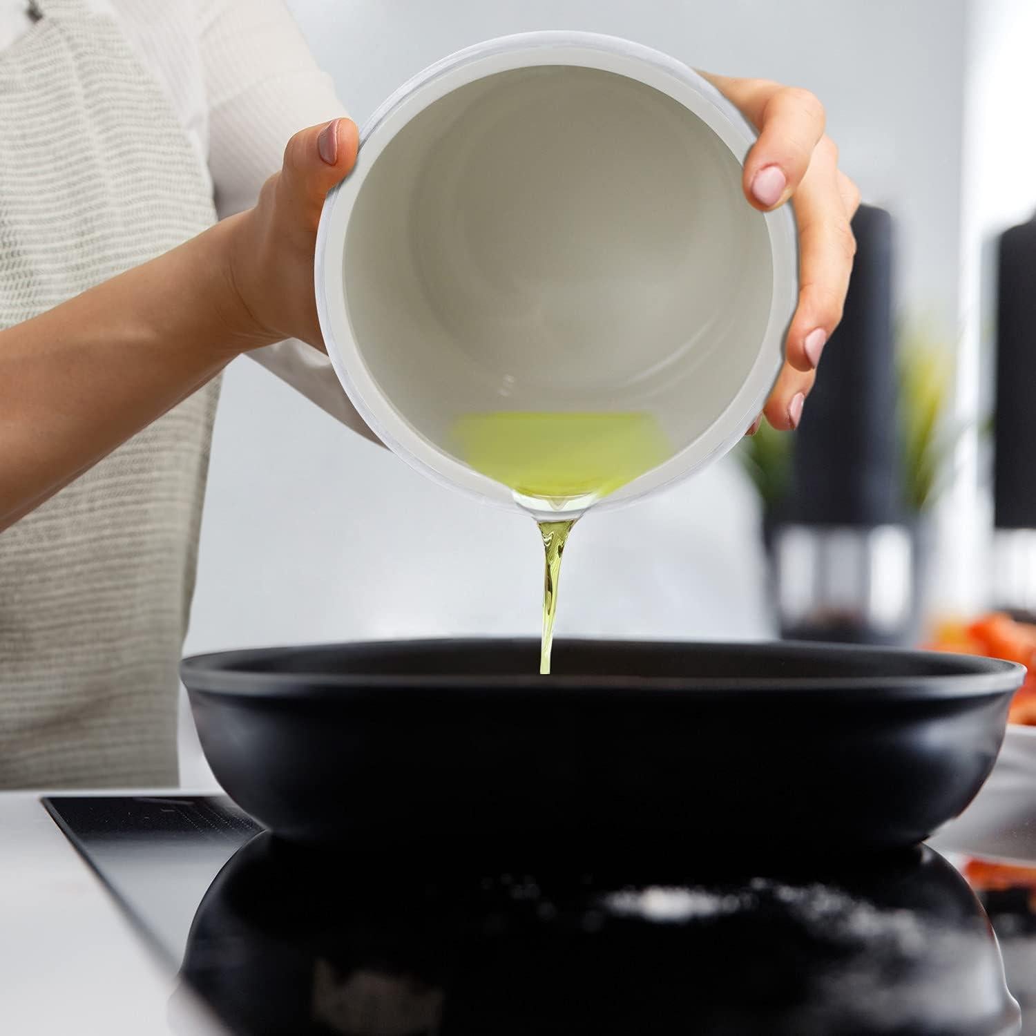 Contenedor de Grasa de Tocino Cerámica Blue Donuts 32 Oz Blanco