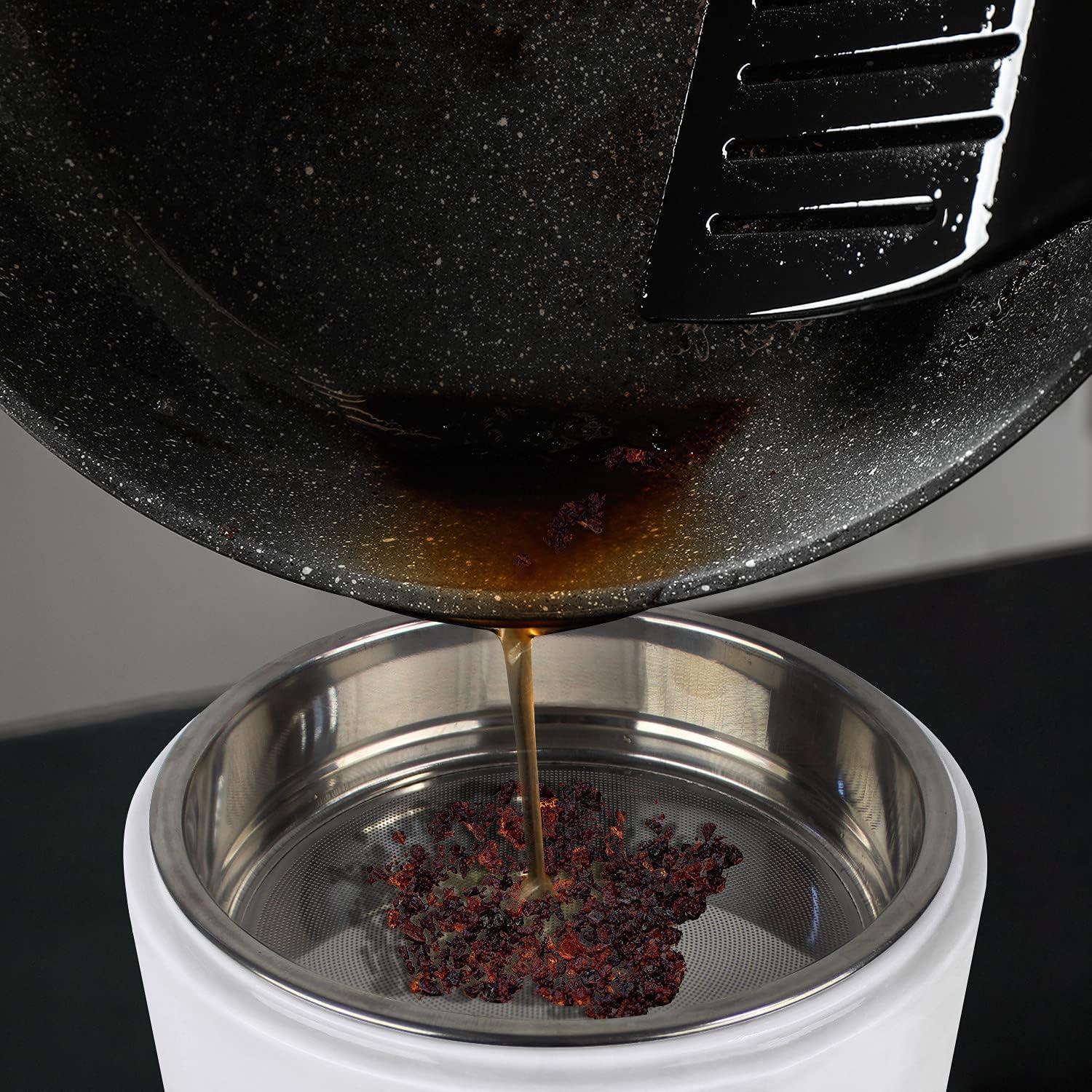 Contenedor de Grasa de Tocino Cerámica Blue Donuts 32 Oz Blanco