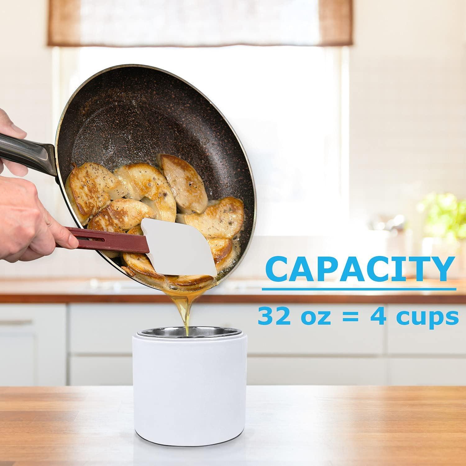 Contenedor de Grasa de Tocino Cerámica Blue Donuts 32 Oz Blanco