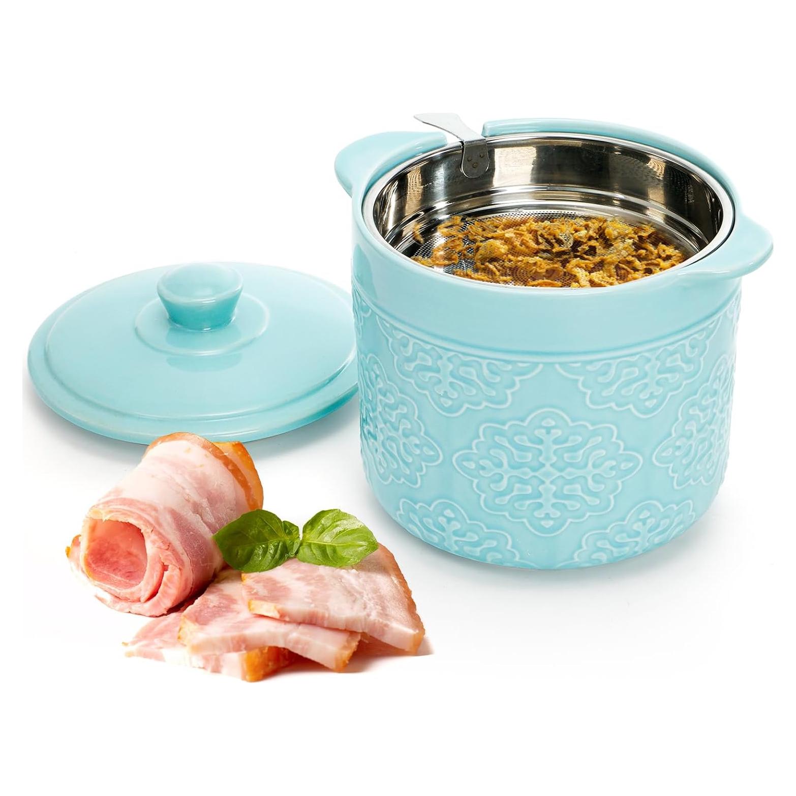 Contenedor de Grasa de Tocino Cerámico Lyellfe 1200ml Azul