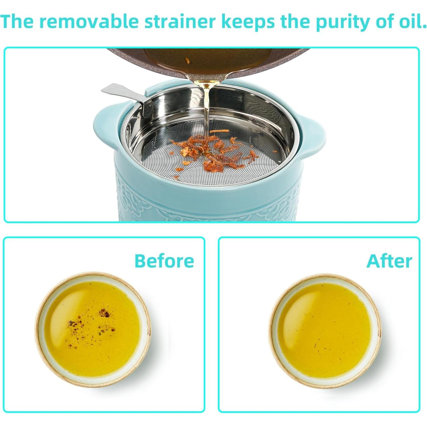 Contenedor de Grasa de Tocino Cerámico Lyellfe 1200ml Azul