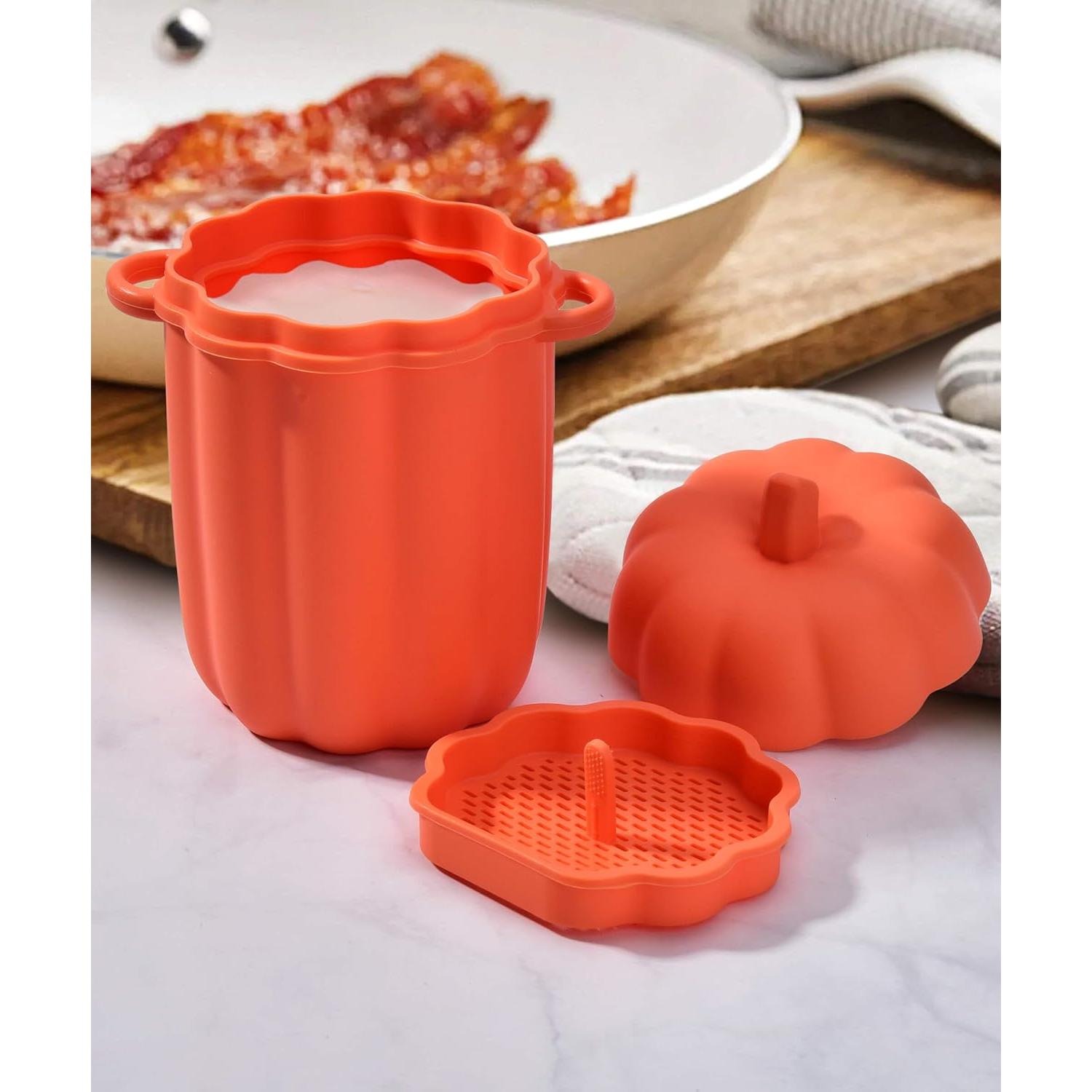 Contenedor de Grasa de Tocino Aliglow 0.47L Silicona Naranja
