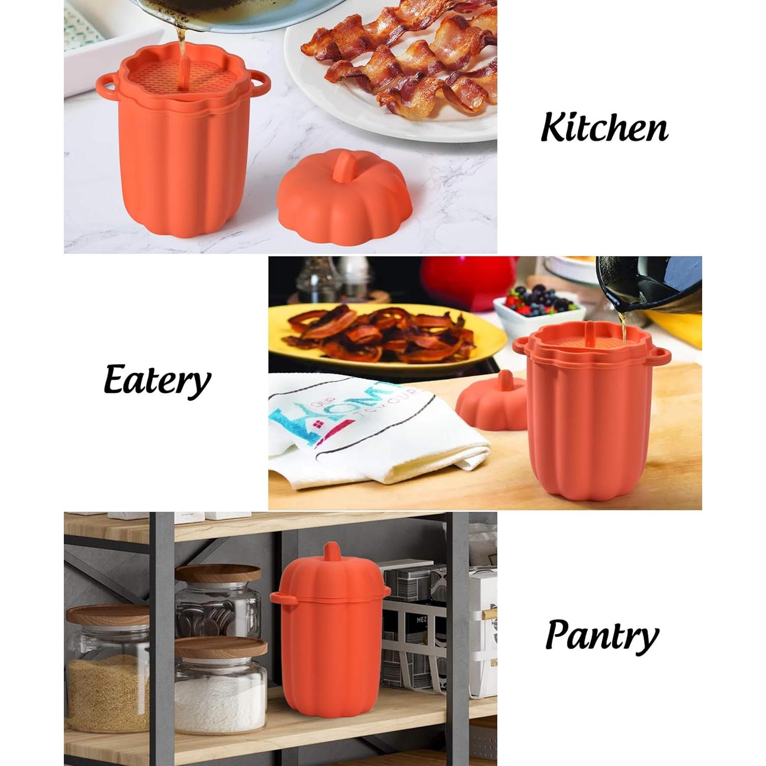 Contenedor de Grasa de Tocino Aliglow 0.47L Silicona Naranja