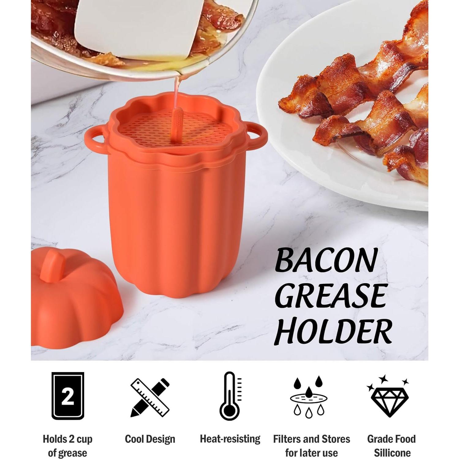 Contenedor de Grasa de Tocino Aliglow 0.47L Silicona Naranja