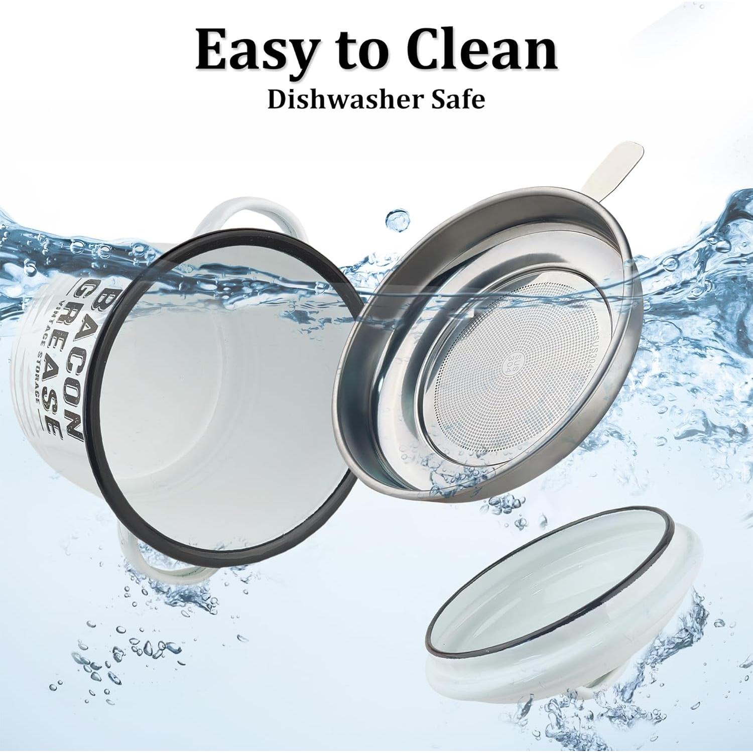 Contenedor de Grasa de Tocino YOKODU 1200 ml Blanco con Colador