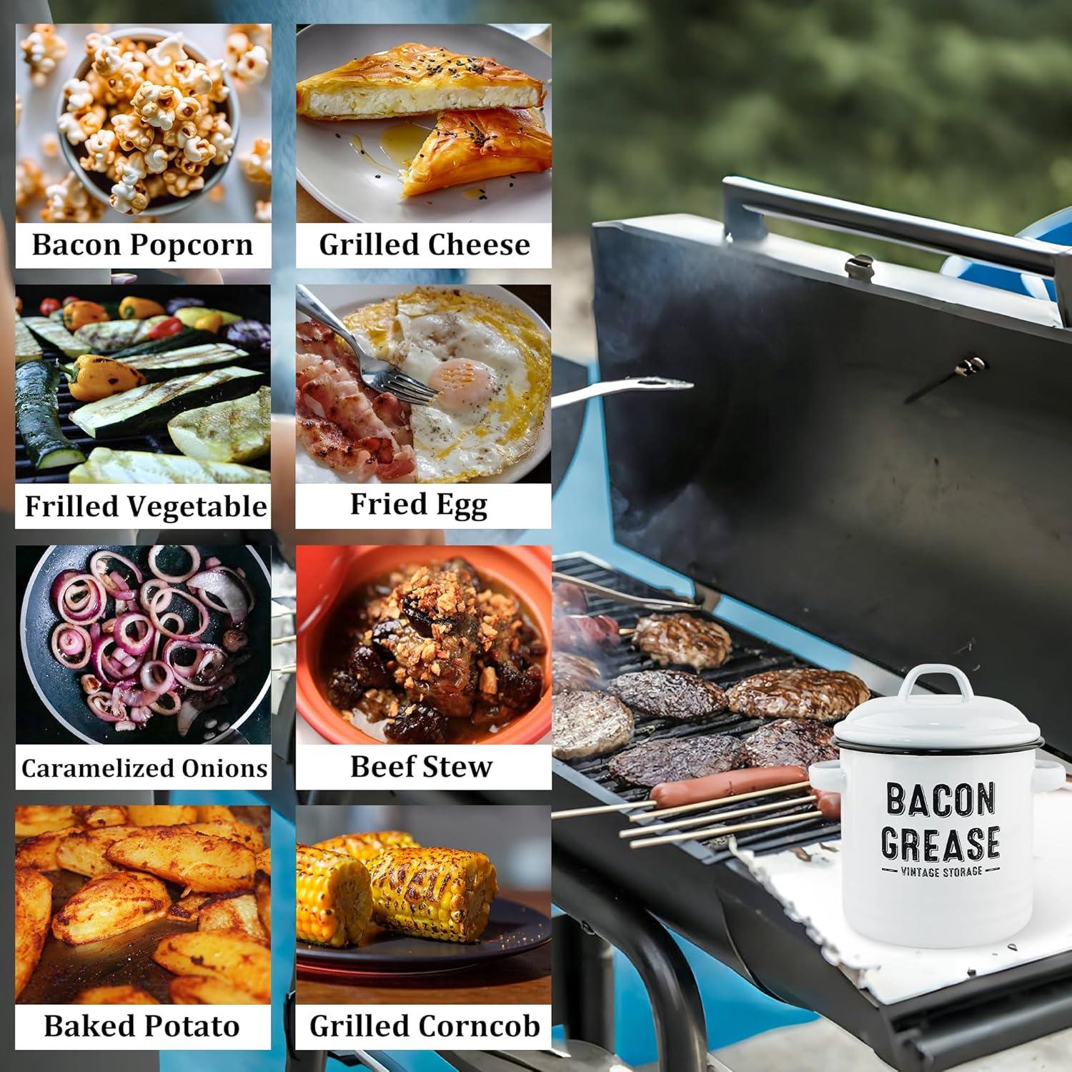 Contenedor de Grasa de Tocino YOKODU 1200 ml Blanco con Colador