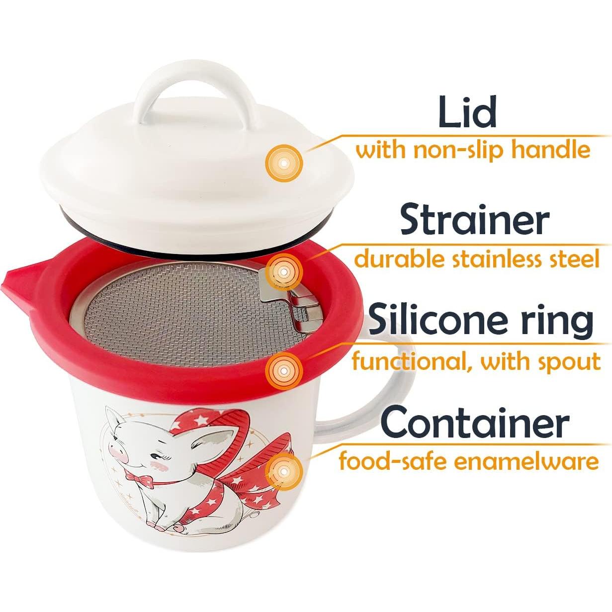 Contenedor de Grasa de Tocino NobleEgg 650 ml con Colador y Tapa