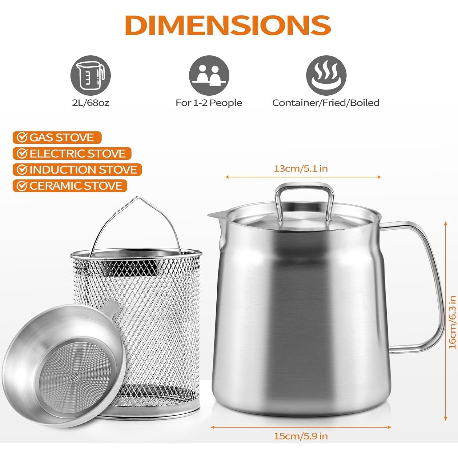 Contenedor de Grasa de Tocino Pleafind 2L Acero Inoxidable