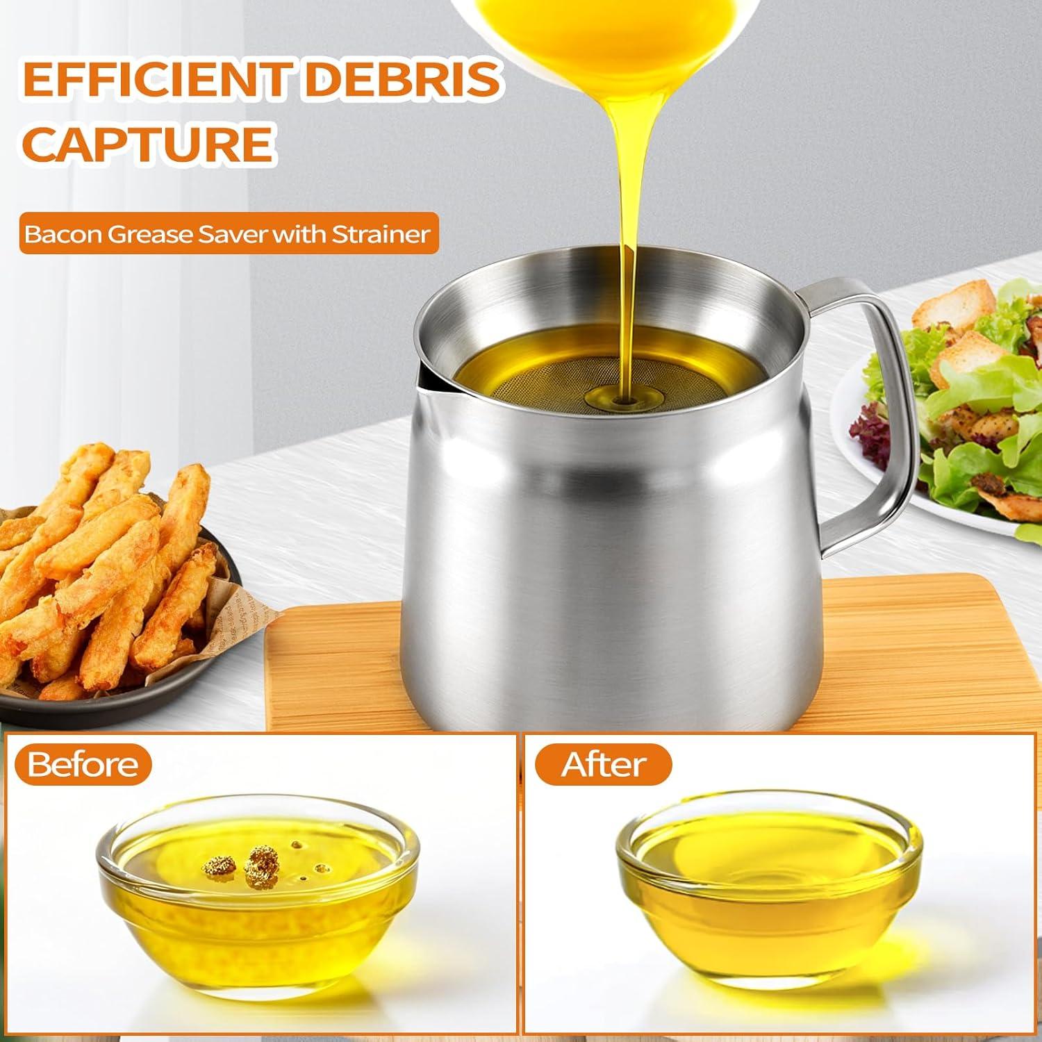 Contenedor de Grasa de Tocino Pleafind 2L Acero Inoxidable