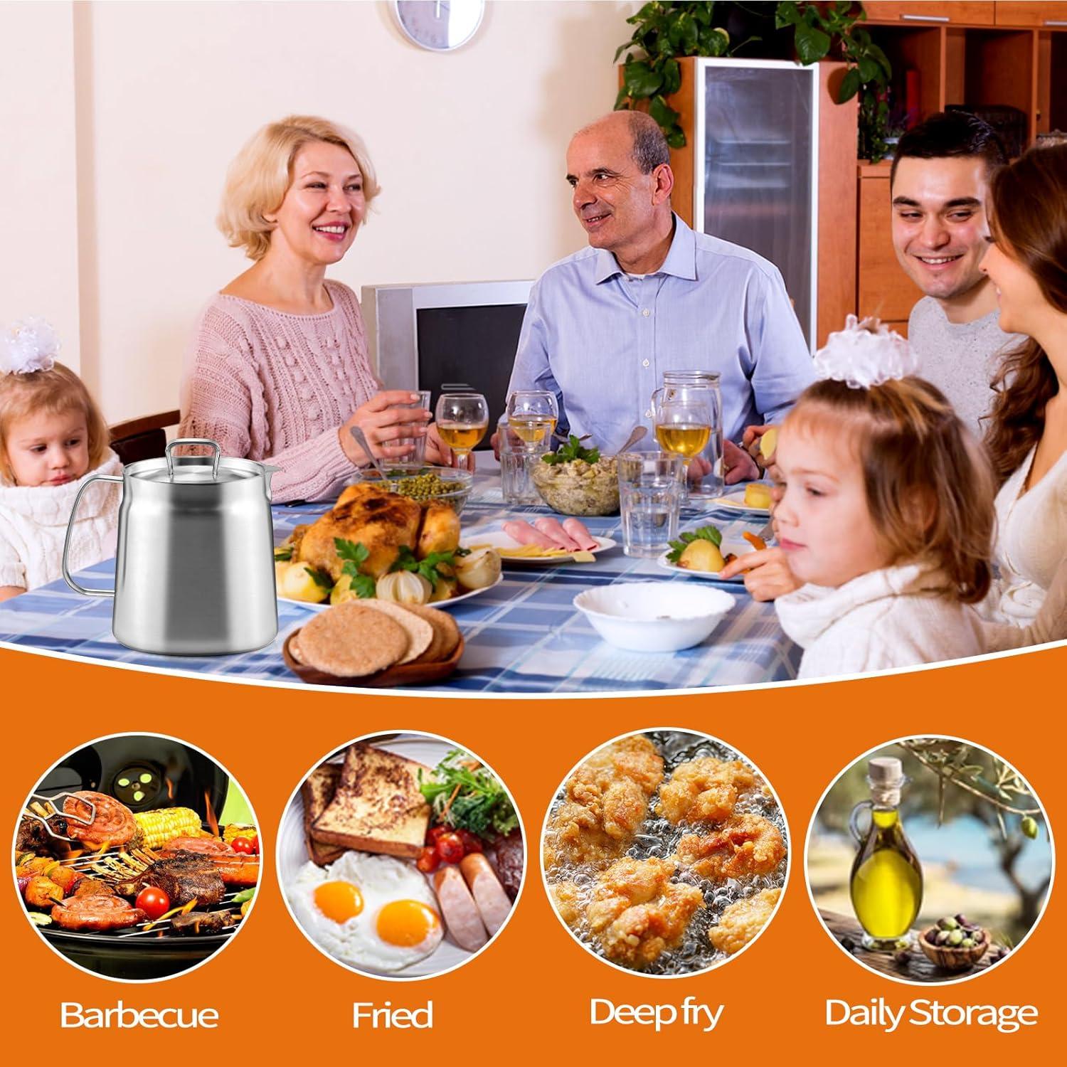 Contenedor de Grasa de Tocino Pleafind 2L Acero Inoxidable