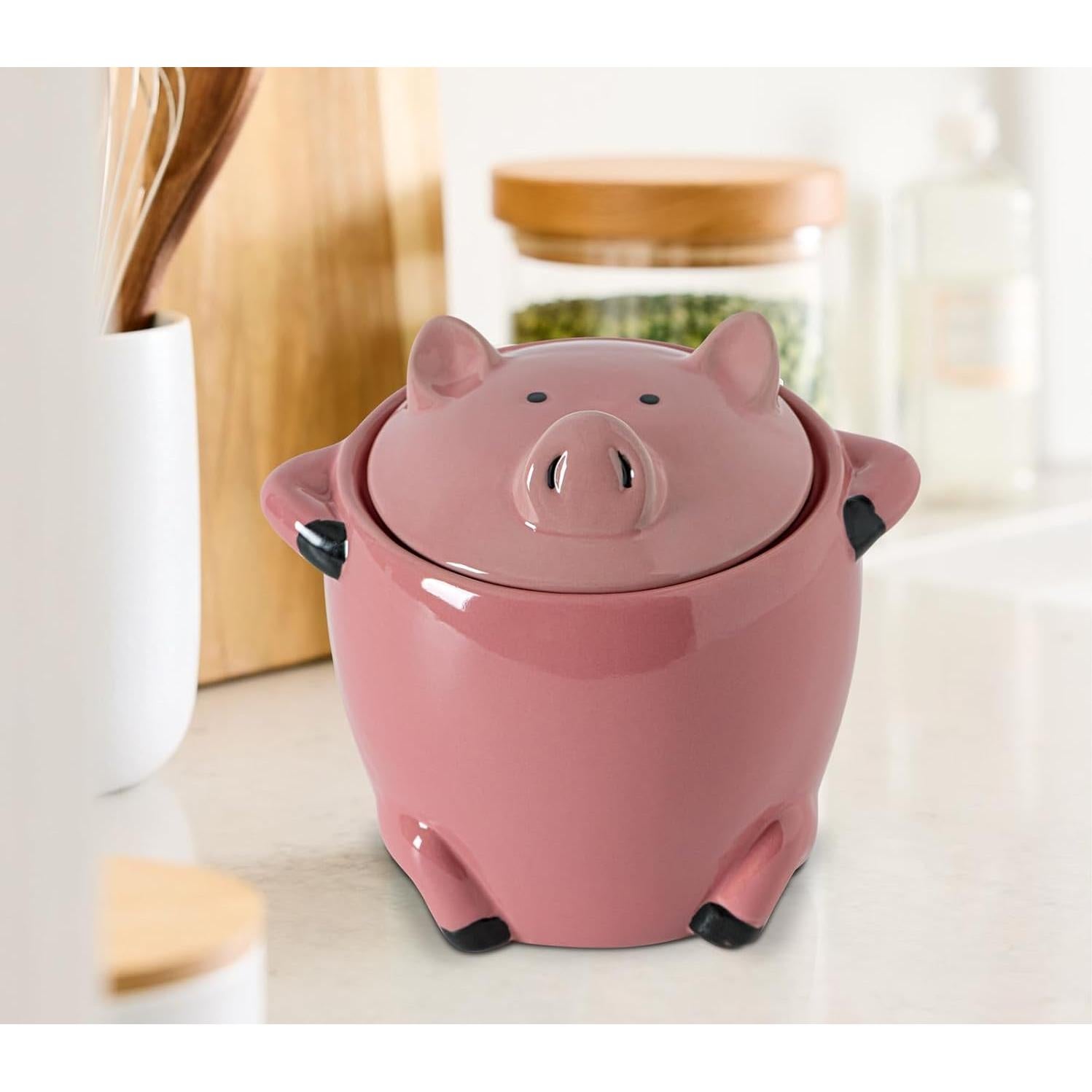 Contenedor de Grasa de Tocino Cerámica Meitao Cerdo con Tapa