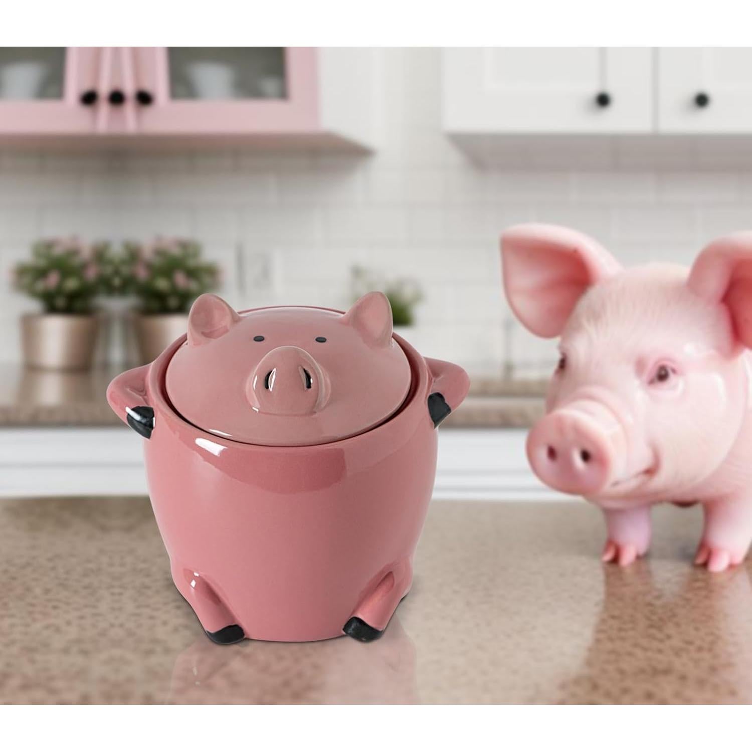 Contenedor de Grasa de Tocino Cerámica Meitao Cerdo con Tapa