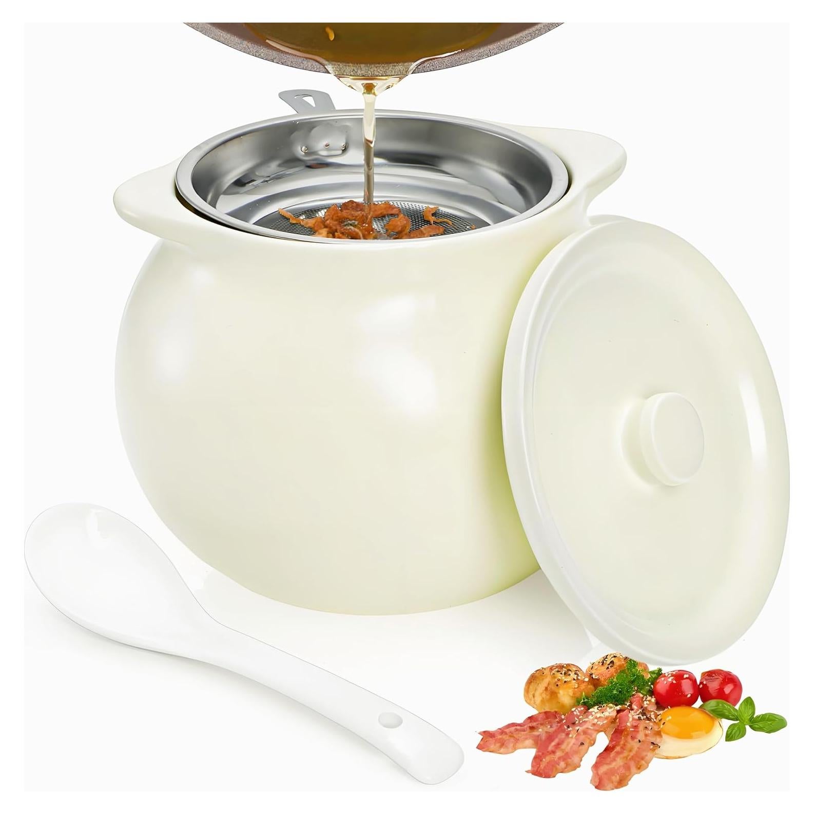 Contenedor de Grasa de Tocino ZAVOOS 1.4L con Colador y Tapa