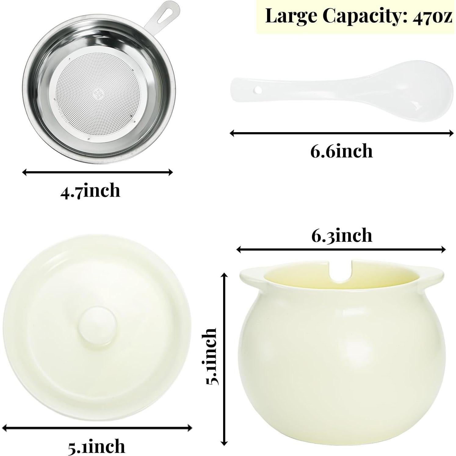 Contenedor de Grasa de Tocino ZAVOOS 1.4L con Colador y Tapa