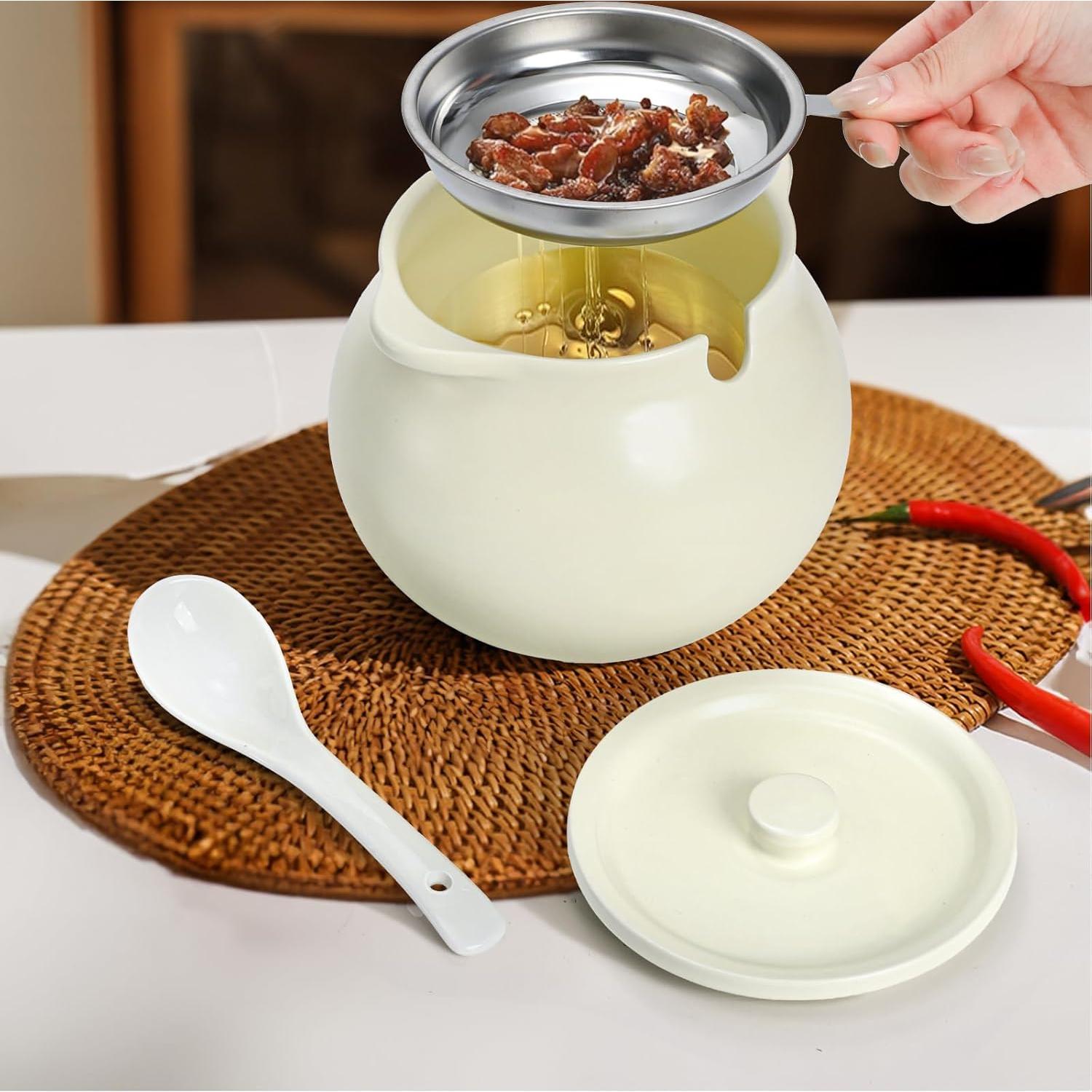 Contenedor de Grasa de Tocino ZAVOOS 1.4L con Colador y Tapa