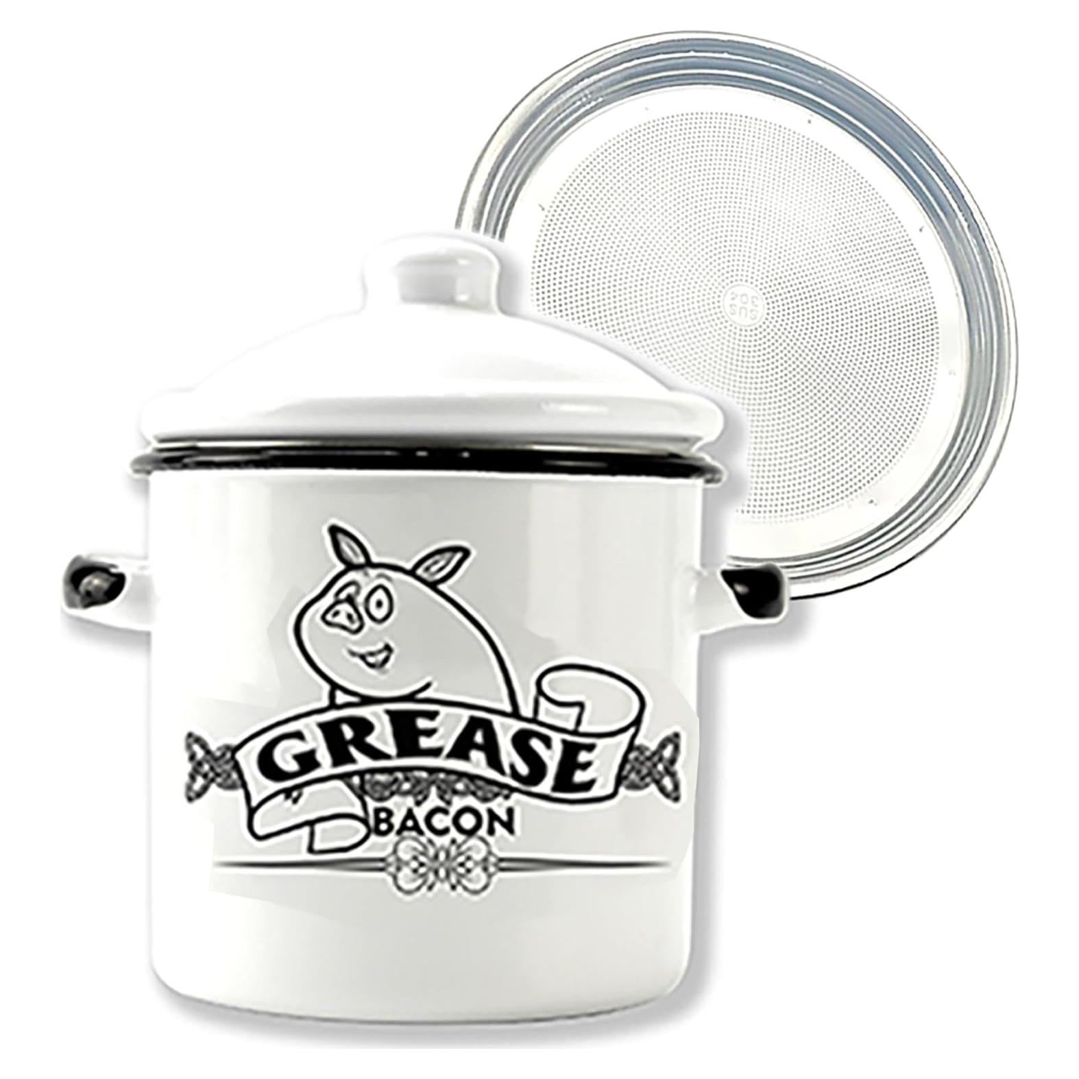 Contenedor de Grasa de Tocino Roadmap 1.5L con Colador Blanco