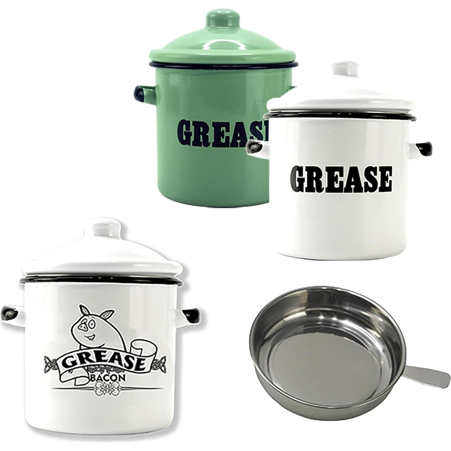 Contenedor de Grasa de Tocino Roadmap 1.5L con Colador Blanco