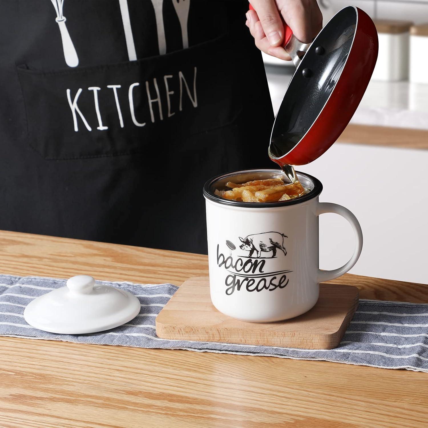 Contenedor de Grasa Cerámica ONTUBE con Colador 16.4x11.7 cm