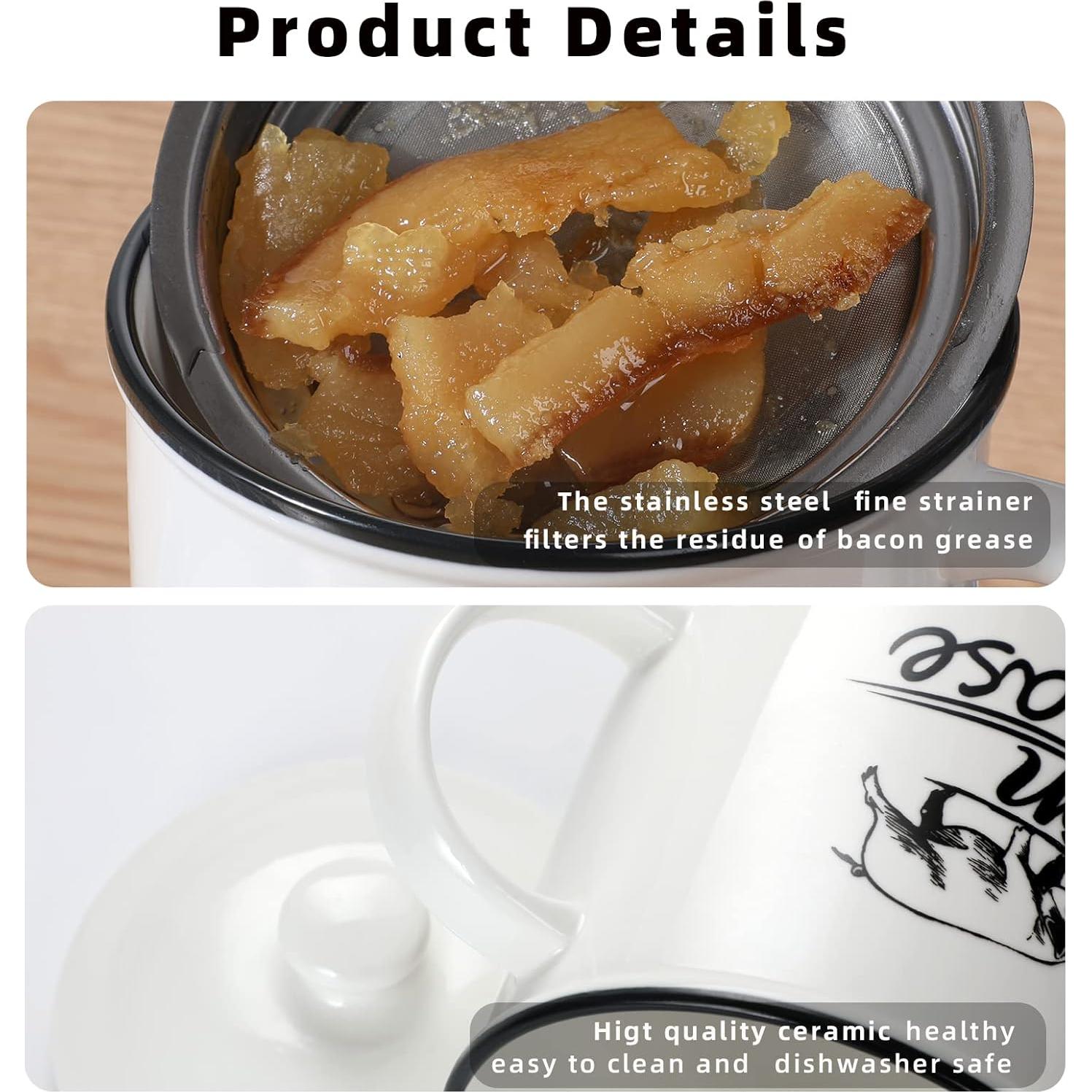 Contenedor de Grasa Cerámica ONTUBE con Colador 16.4x11.7 cm