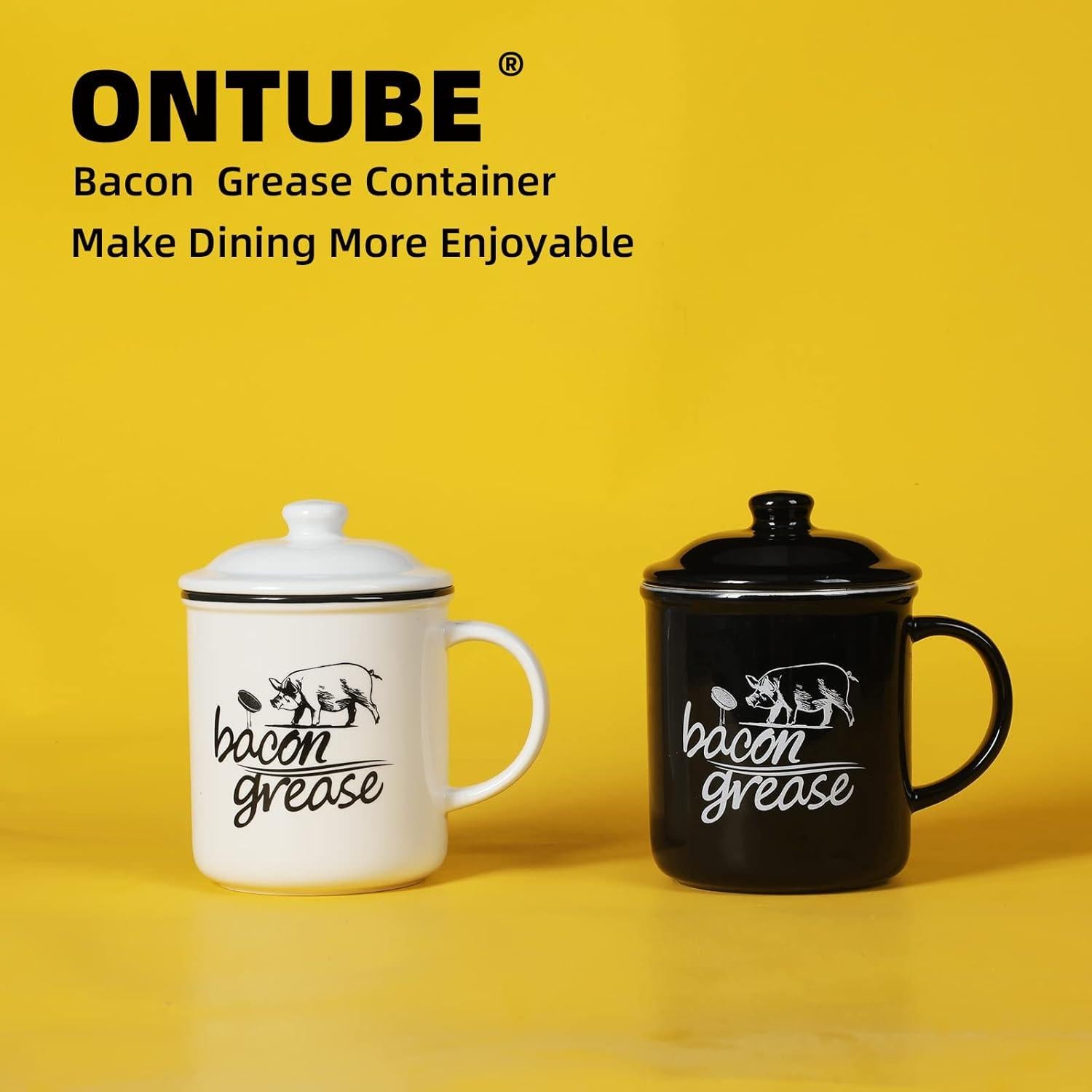 Contenedor de Grasa Cerámica ONTUBE con Colador 16.4x11.7 cm