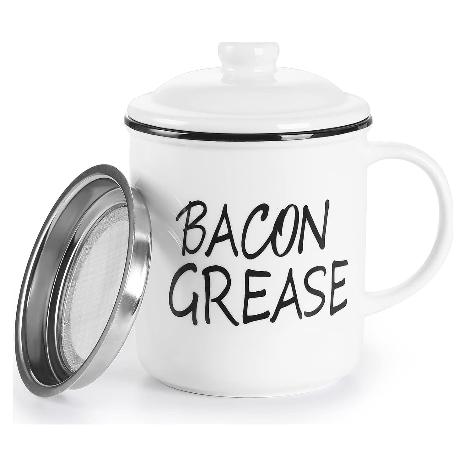 Contenedor de Grasa Cerámica ONTUBE Blanco 0.85L con Colador