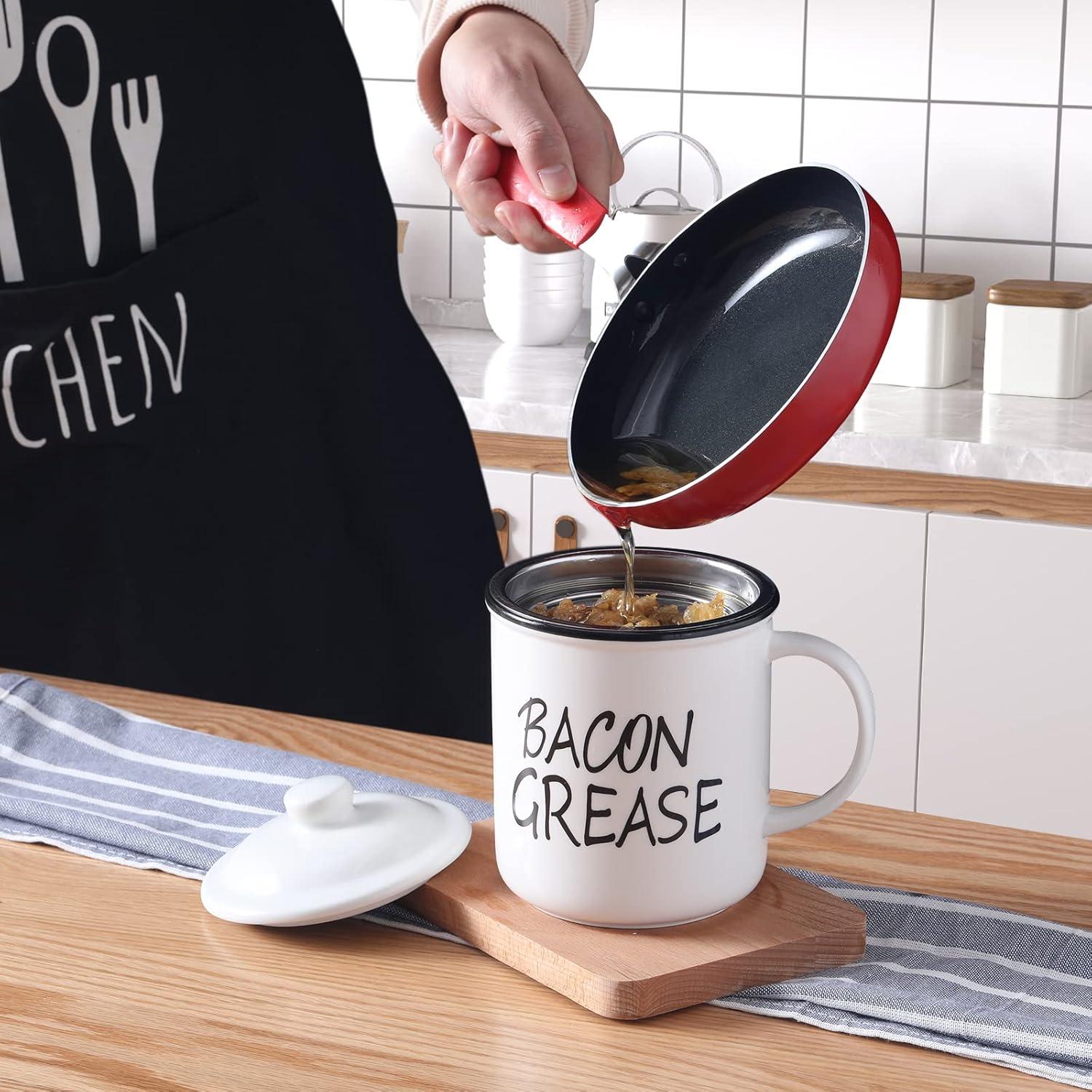 Contenedor de Grasa Cerámica ONTUBE Blanco 0.85L con Colador