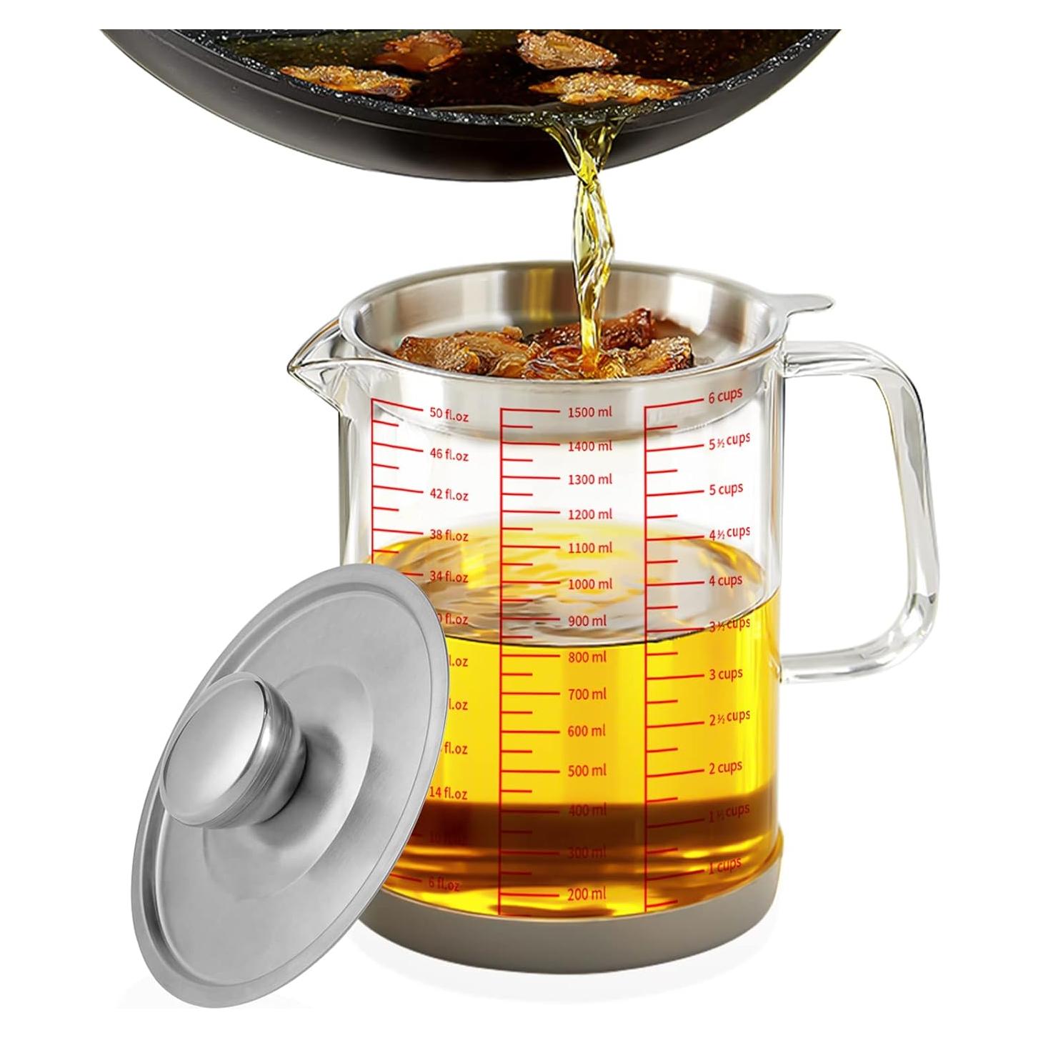 Contenedor de Grasa de Tocino Luvan 1.5L Vidrio con Colador