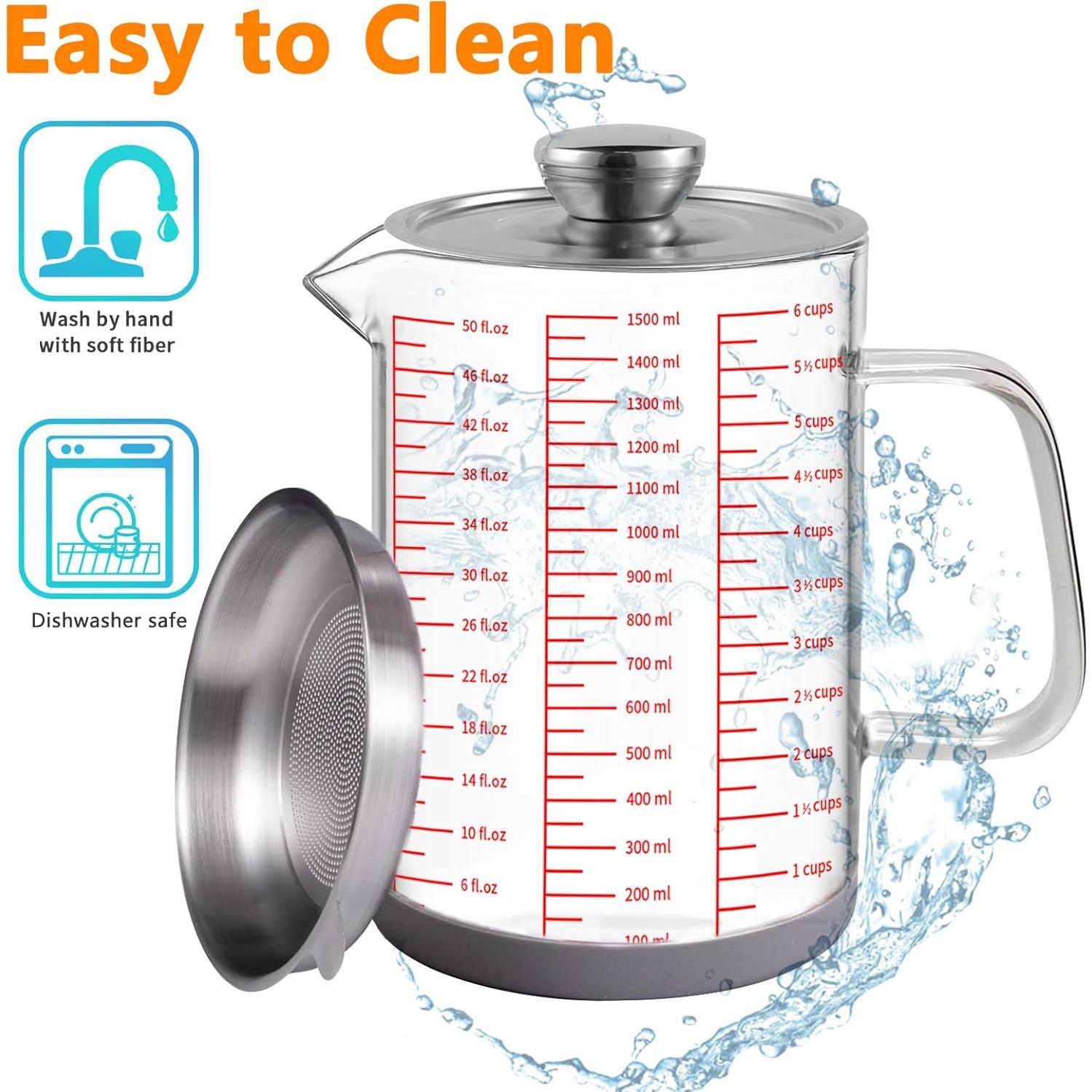 Contenedor de Grasa de Tocino Luvan 1.5L Vidrio con Colador