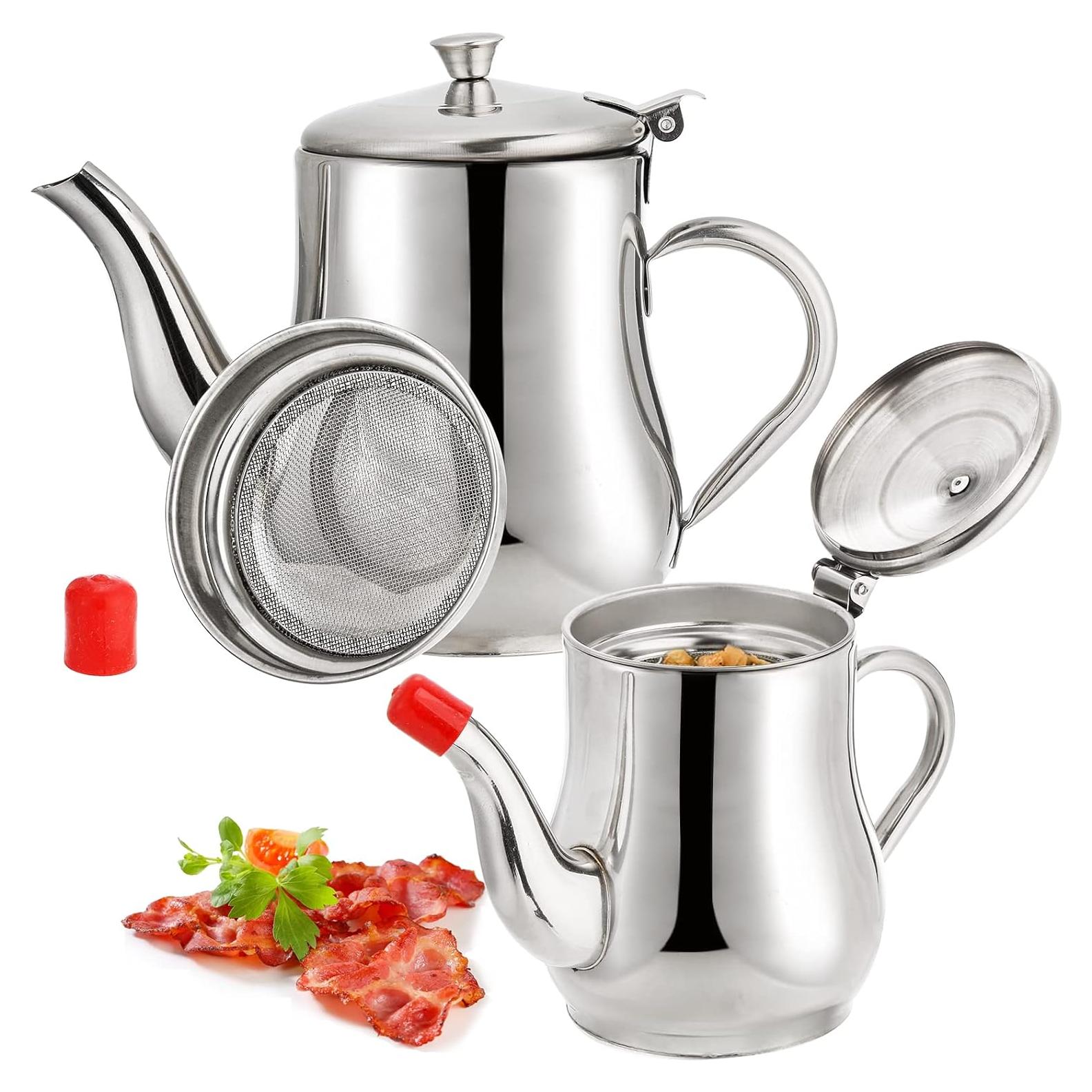 Contenedor de Grasa de Tocino ZOOFOX 2 Piezas Acero Inoxidable 765g 624g